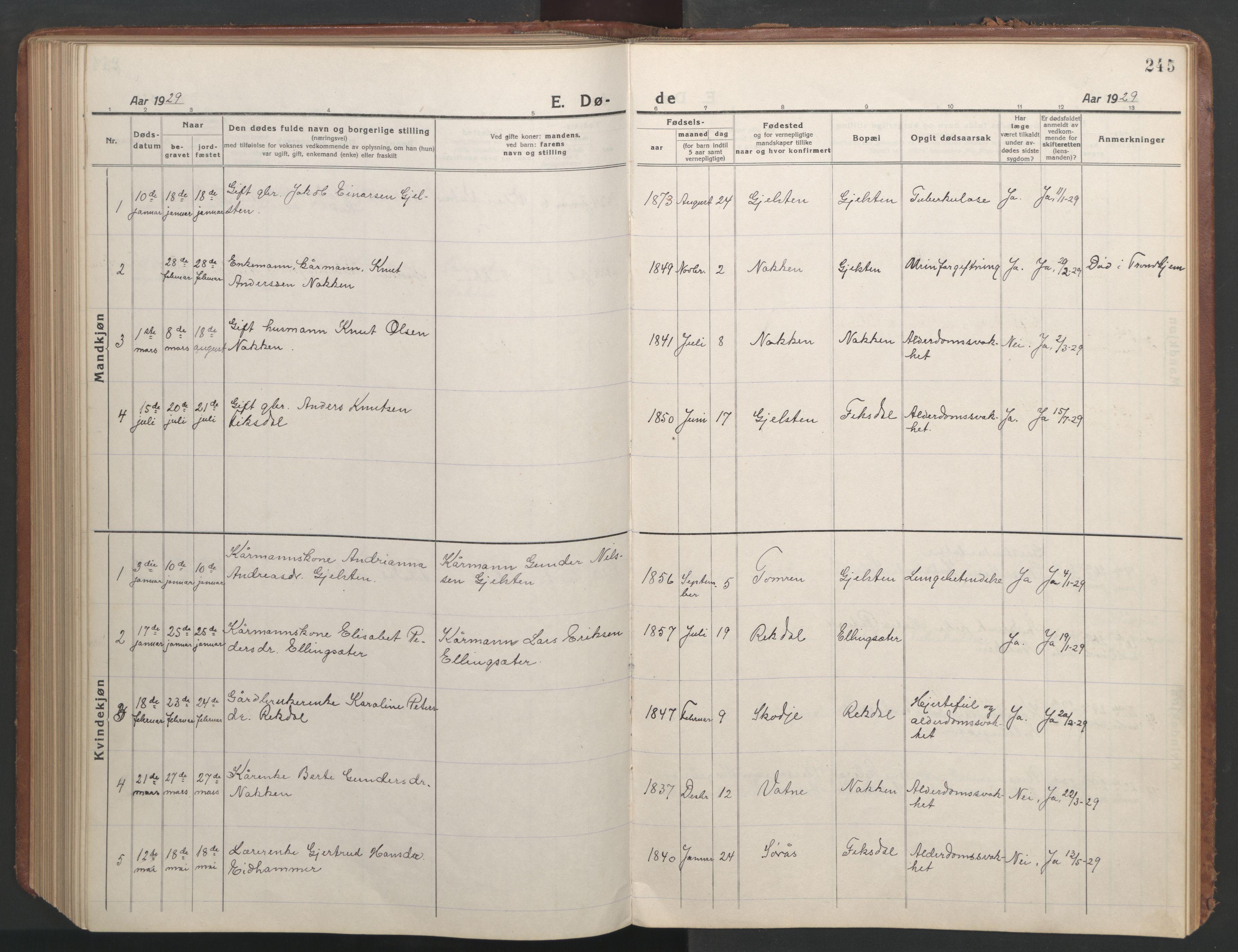 Ministerialprotokoller, klokkerbøker og fødselsregistre - Møre og Romsdal, AV/SAT-A-1454/540/L0542: Klokkerbok nr. 540C02, 1921-1967, s. 245