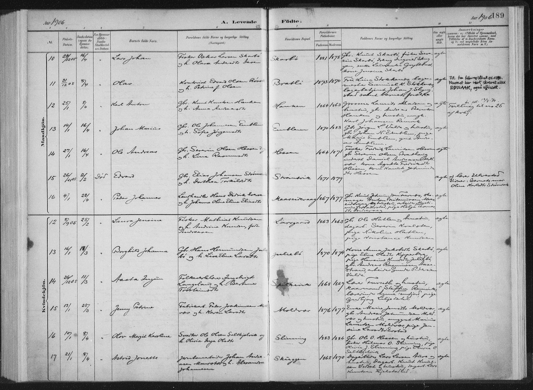 Ministerialprotokoller, klokkerbøker og fødselsregistre - Møre og Romsdal, AV/SAT-A-1454/528/L0405: Ministerialbok nr. 528A14, 1891-1906, s. 189