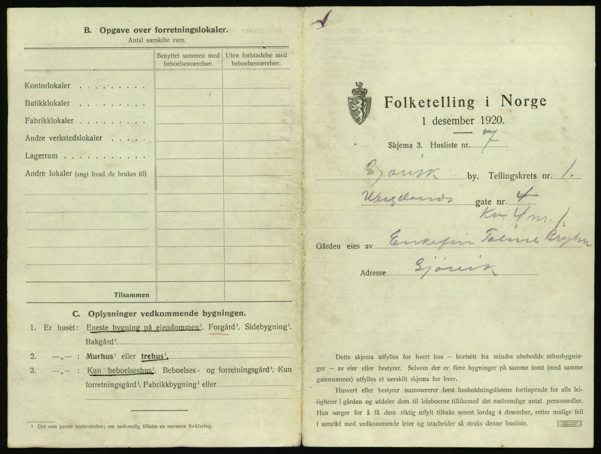 SAH, Folketelling 1920 for 0502 Gjøvik kjøpstad, 1920, s. 40