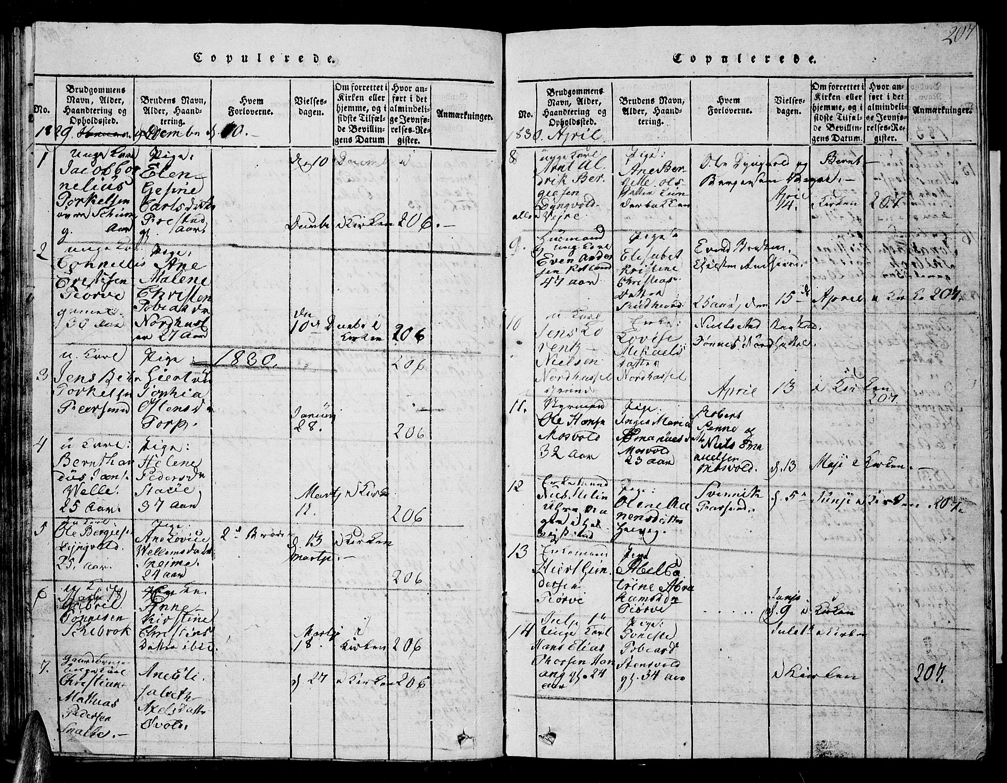 Lista sokneprestkontor, SAK/1111-0027/F/Fb/L0001: Klokkerbok nr. B 1, 1816-1832, s. 207