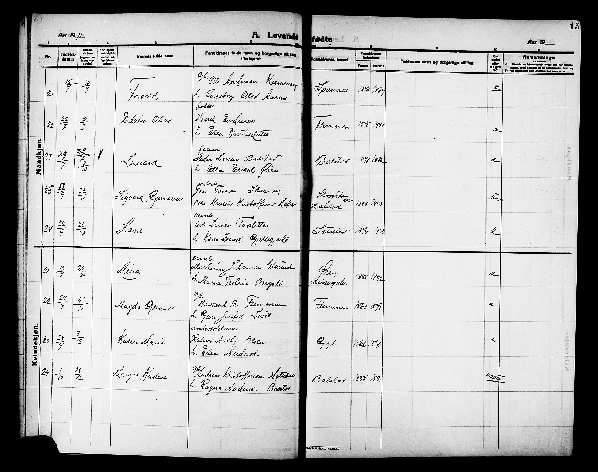 Ministerialprotokoller, klokkerbøker og fødselsregistre - Møre og Romsdal, AV/SAT-A-1454/586/L0993: Klokkerbok nr. 586C04, 1910-1918, s. 15