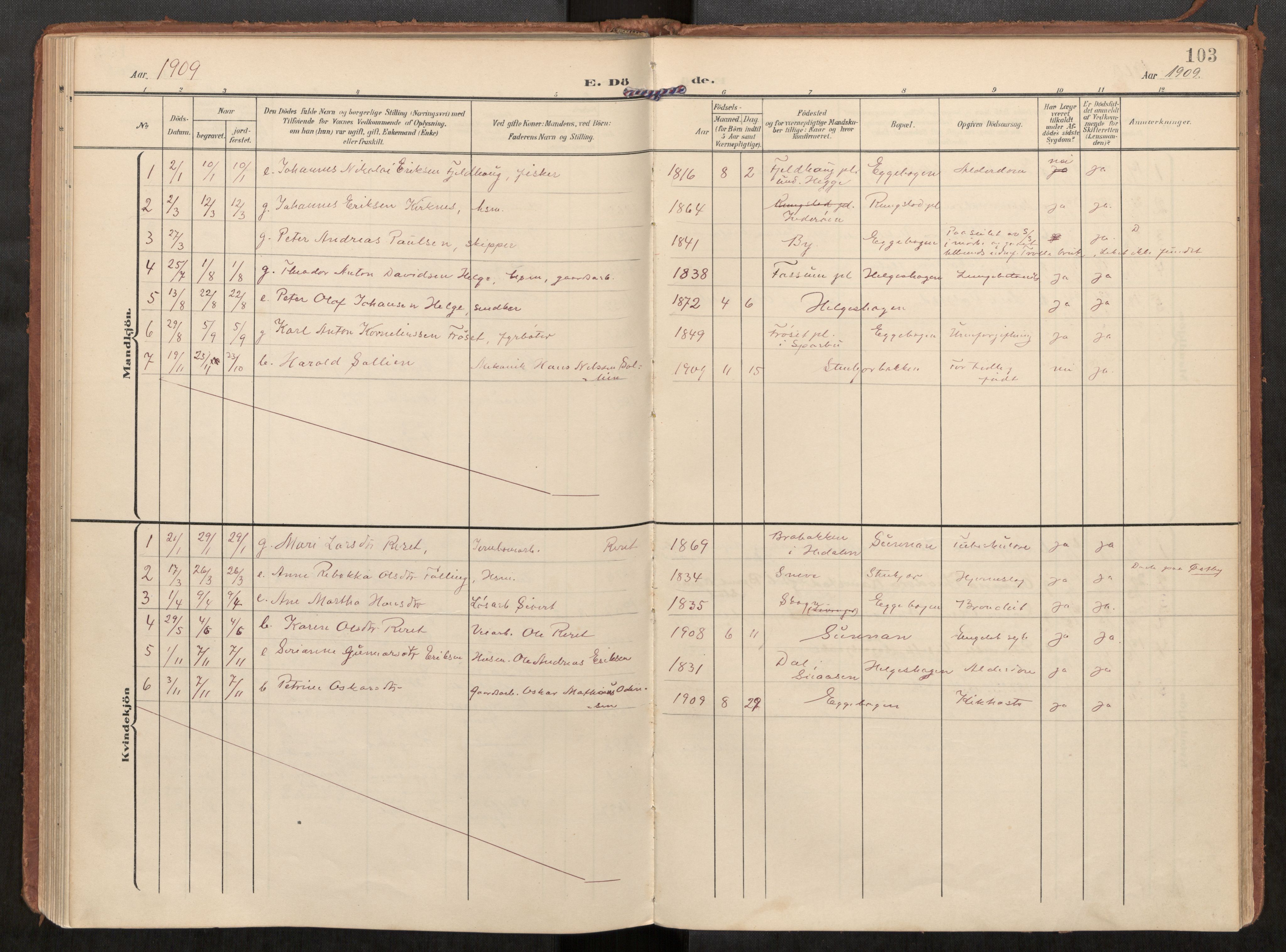 Steinkjer sokneprestkontor, AV/SAT-A-1541/01/H/Ha/Haa/L0002: Ministerialbok nr. 2, 1907-1917, s. 103