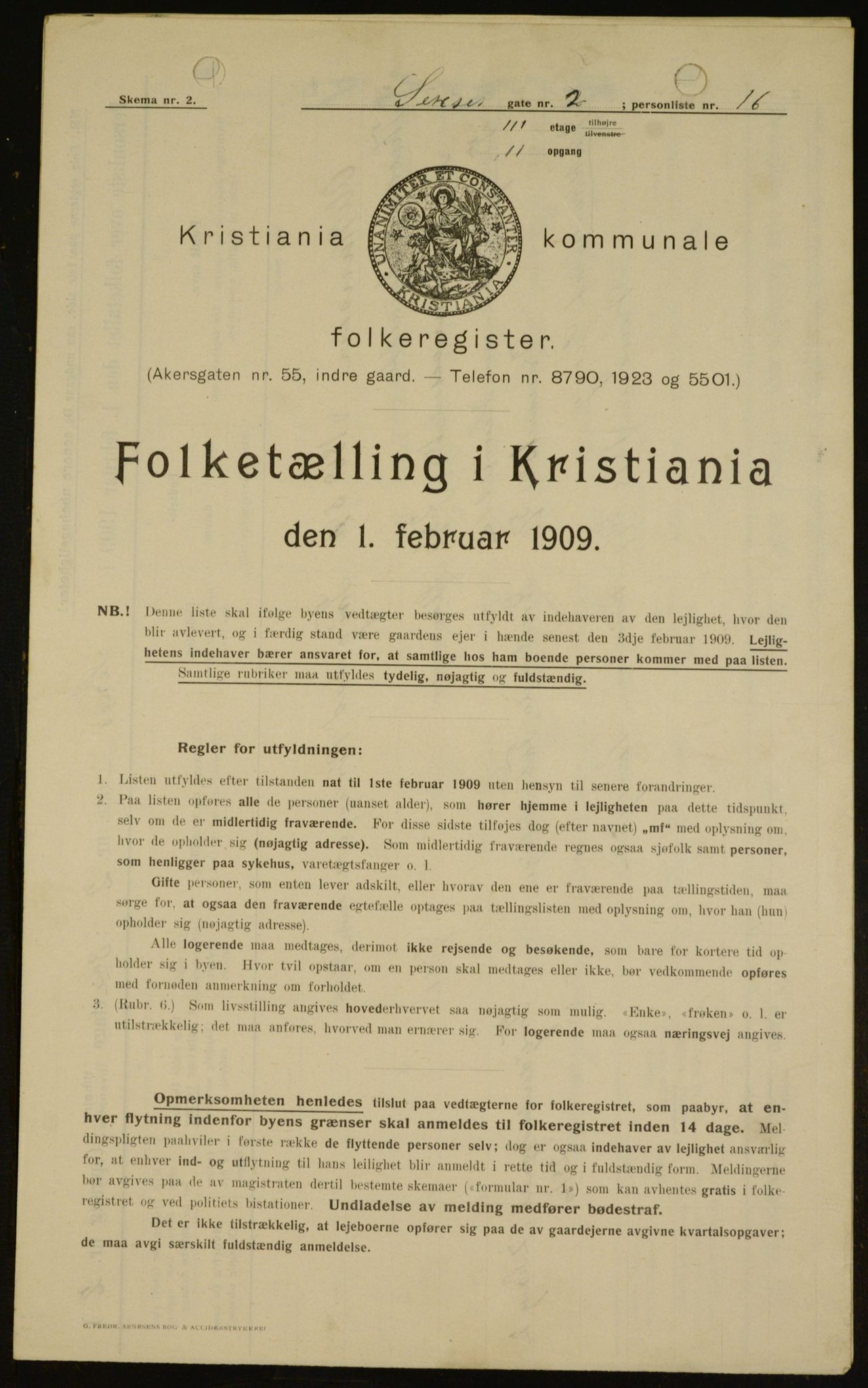 OBA, Kommunal folketelling 1.2.1909 for Kristiania kjøpstad, 1909, s. 85917