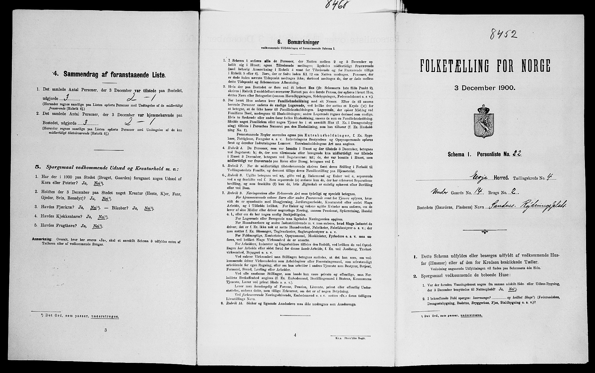 SAK, Folketelling 1900 for 0937 Evje herred, 1900, s. 276