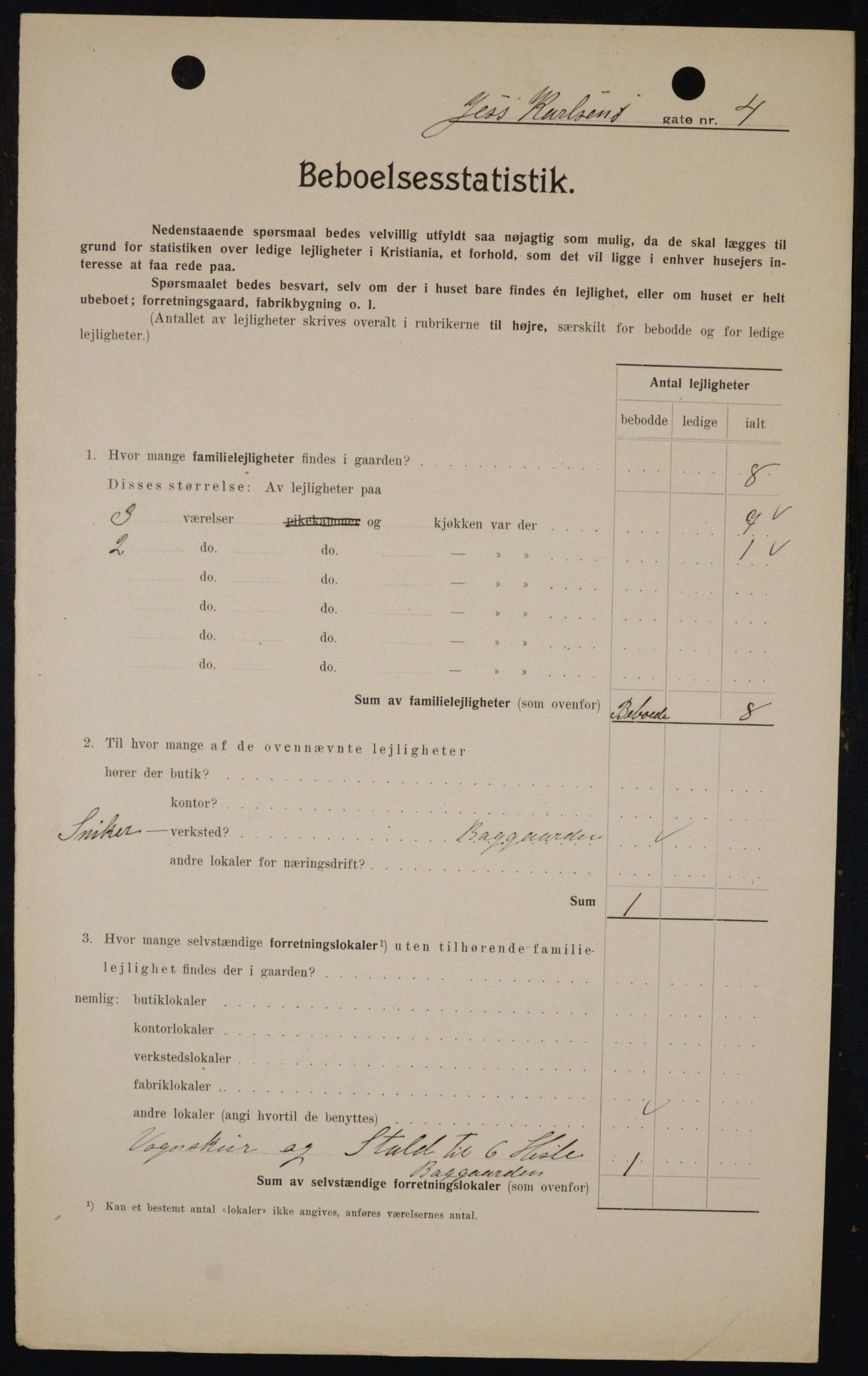 OBA, Kommunal folketelling 1.2.1909 for Kristiania kjøpstad, 1909, s. 42923