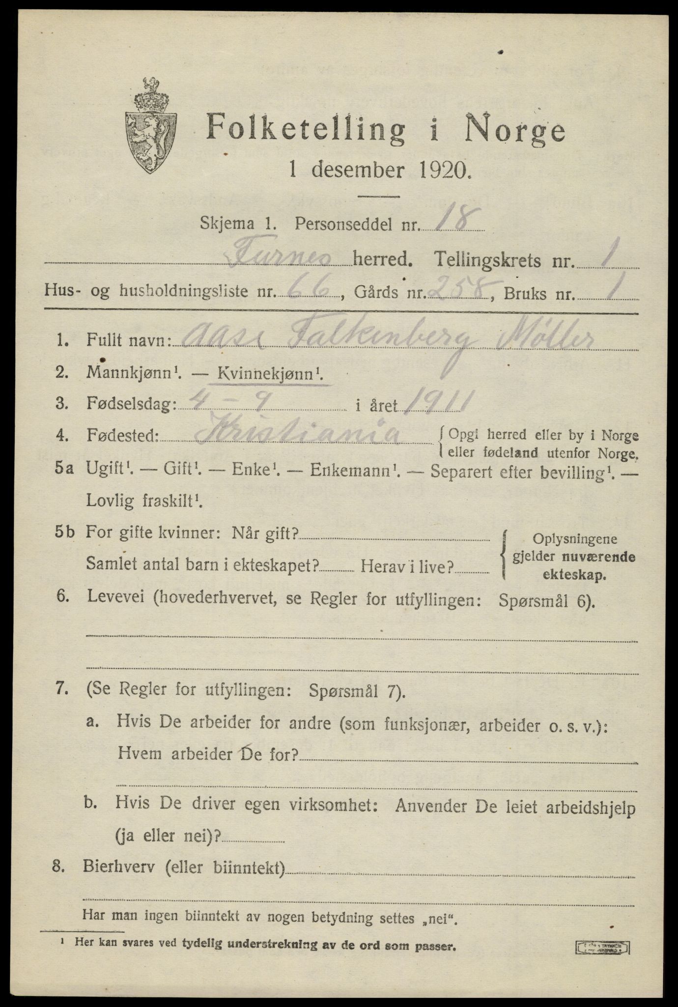 SAH, Folketelling 1920 for 0413 Furnes herred, 1920, s. 2413