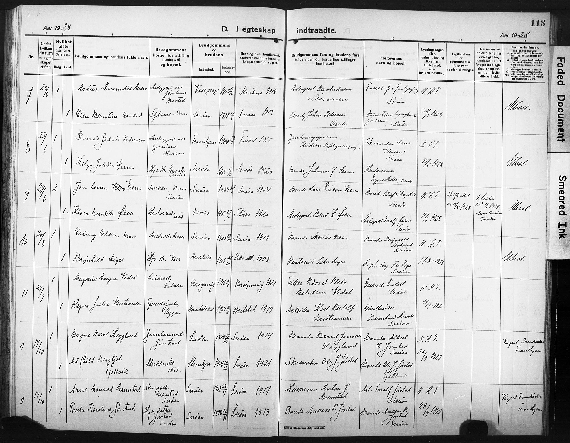 Ministerialprotokoller, klokkerbøker og fødselsregistre - Nord-Trøndelag, AV/SAT-A-1458/749/L0480: Klokkerbok nr. 749C02, 1924-1932, s. 118