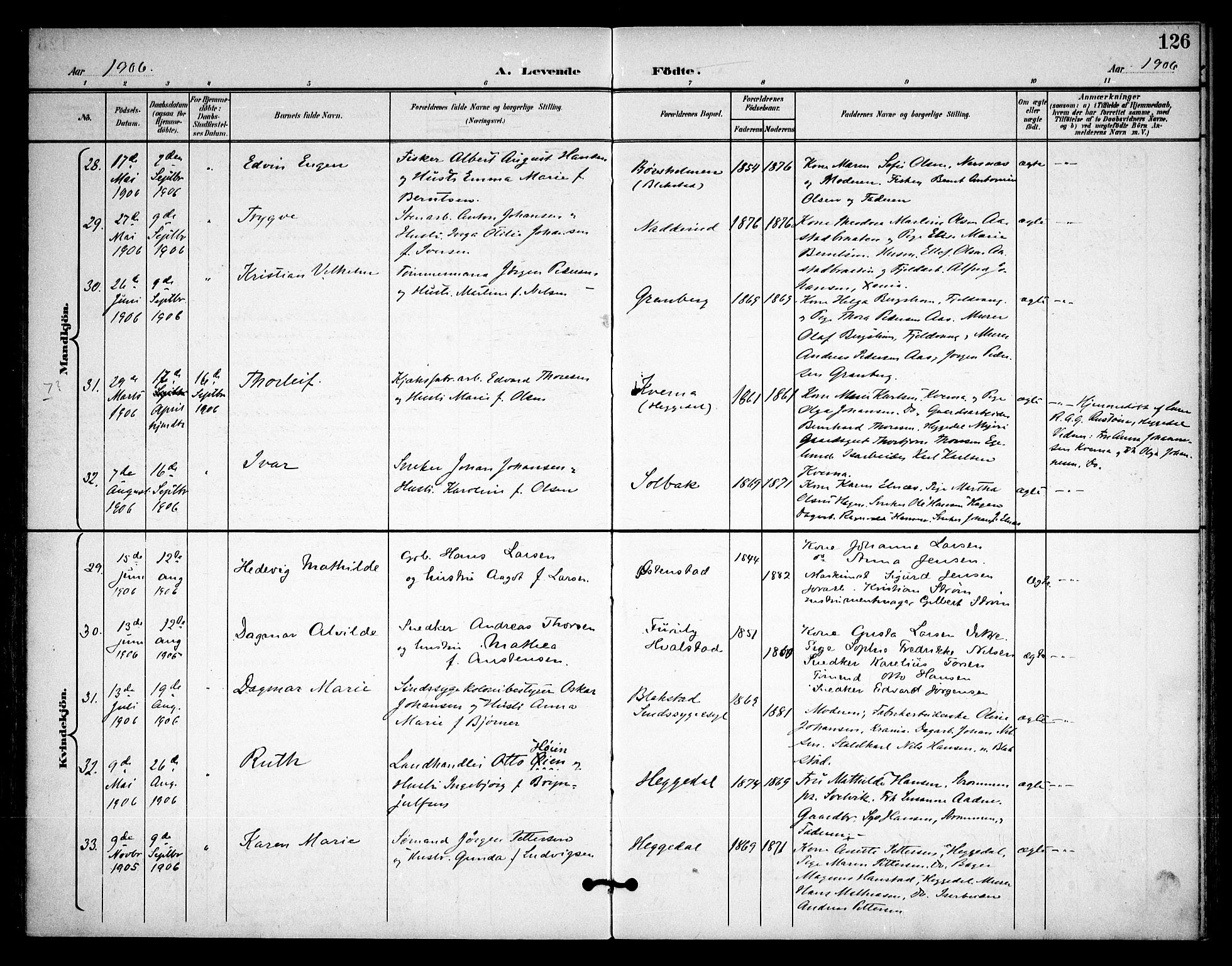 Asker prestekontor Kirkebøker, AV/SAO-A-10256a/F/Fa/L0015: Ministerialbok nr. I 15, 1896-1915, s. 126