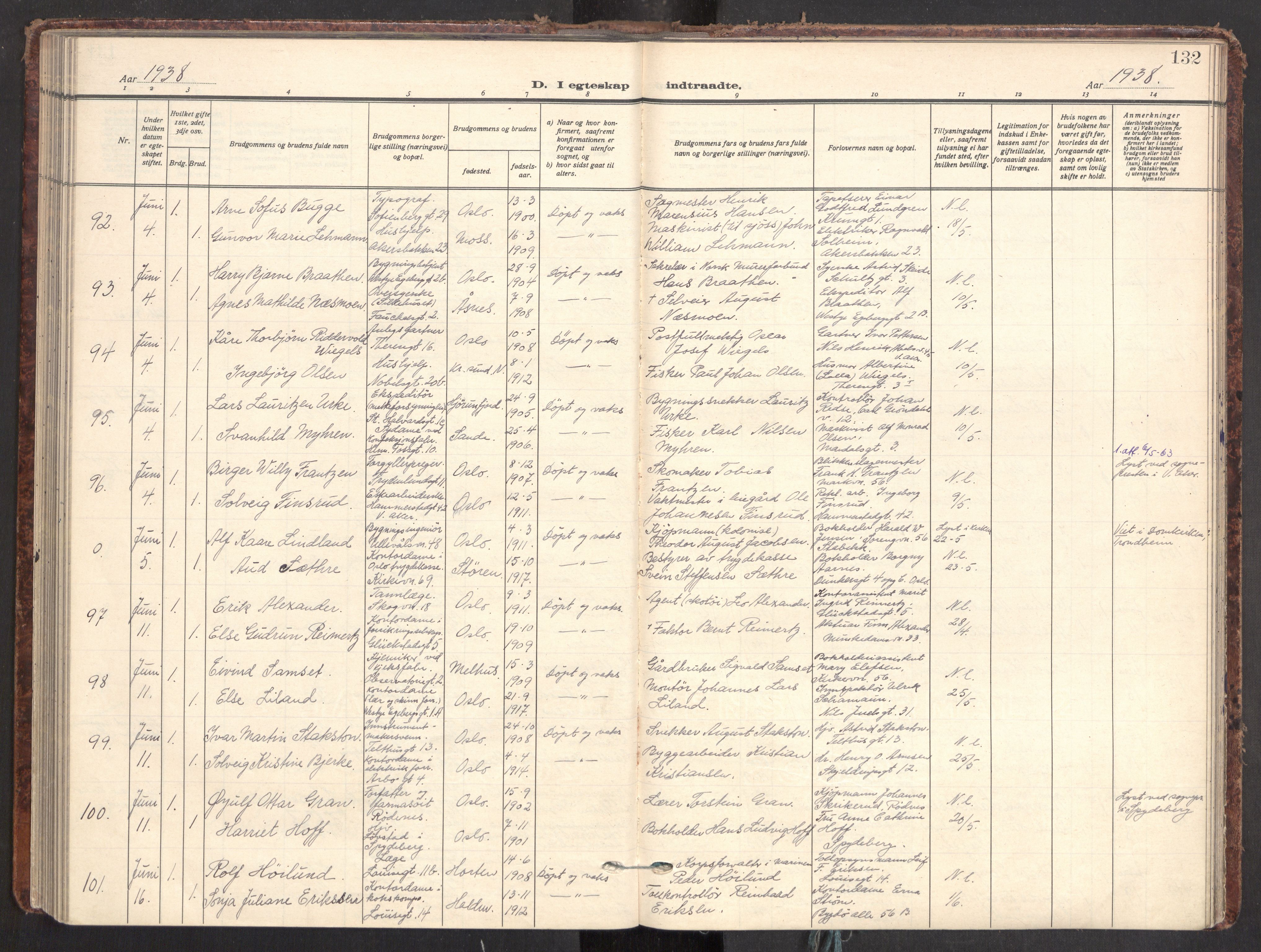 Gamle Aker prestekontor Kirkebøker, AV/SAO-A-10617a/F/L0021: Ministerialbok nr. 21, 1932-1941, s. 132