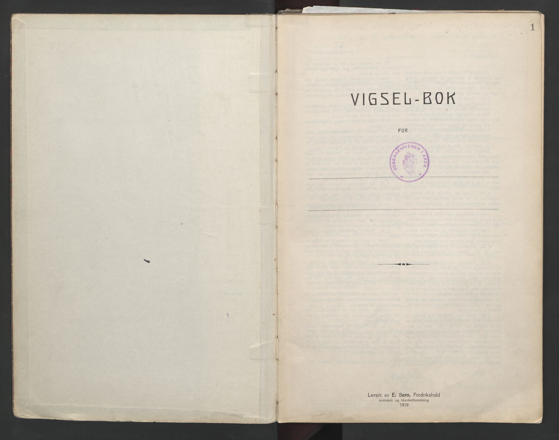 Aker sorenskriveri, SAO/A-10895/L/Lc/Lcb/L0012: Vigselprotokoll, 1939-1940, s. 1