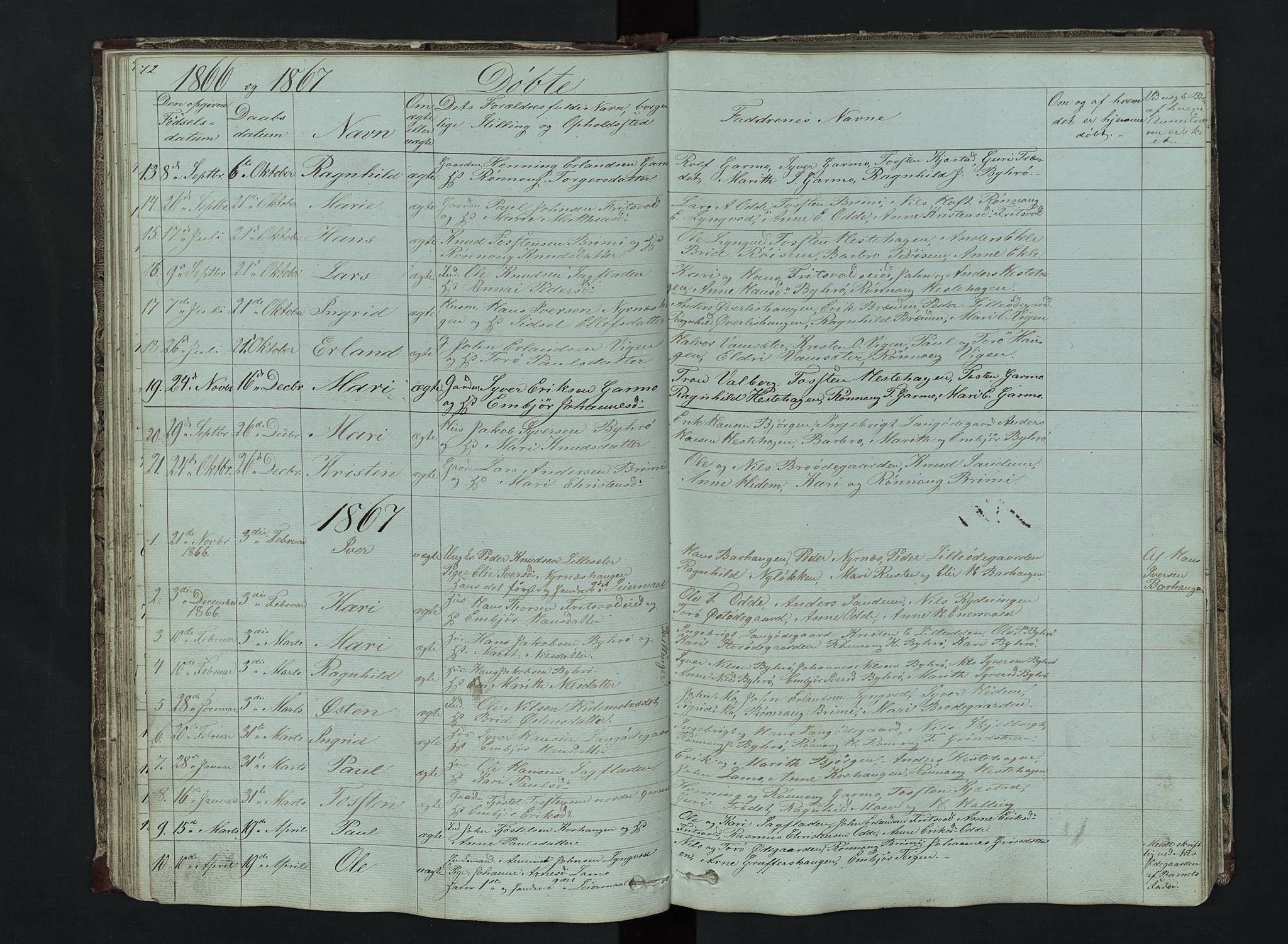 Lom prestekontor, AV/SAH-PREST-070/L/L0014: Klokkerbok nr. 14, 1845-1876, s. 72-73