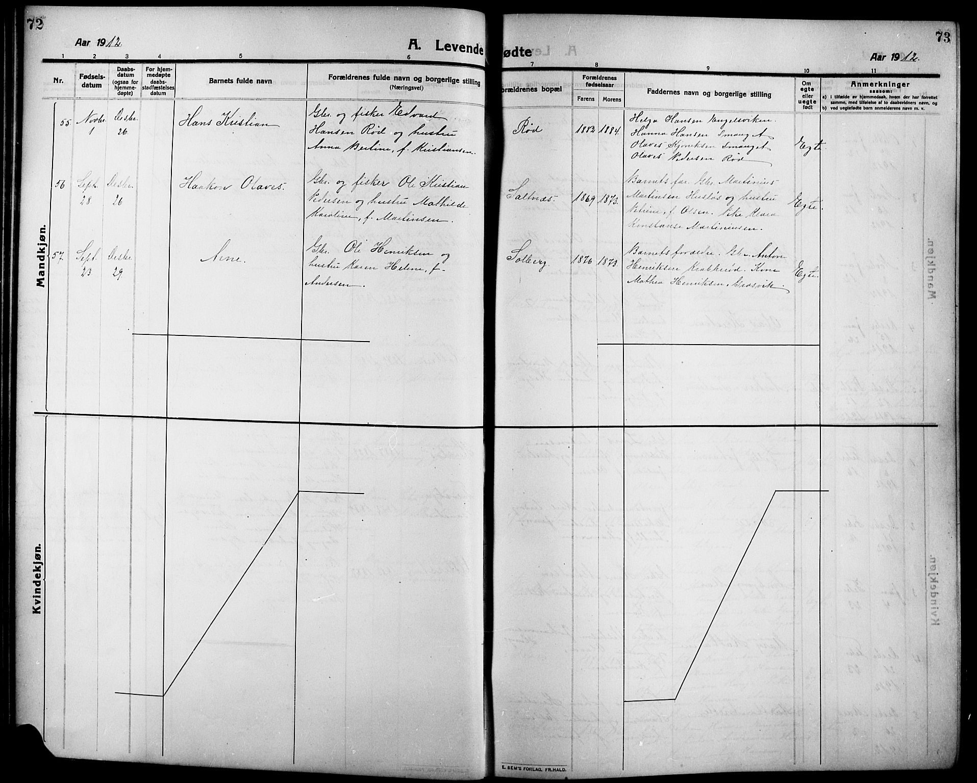 Onsøy prestekontor Kirkebøker, AV/SAO-A-10914/G/Ga/L0003: Klokkerbok nr. I 3, 1910-1926, s. 72-73