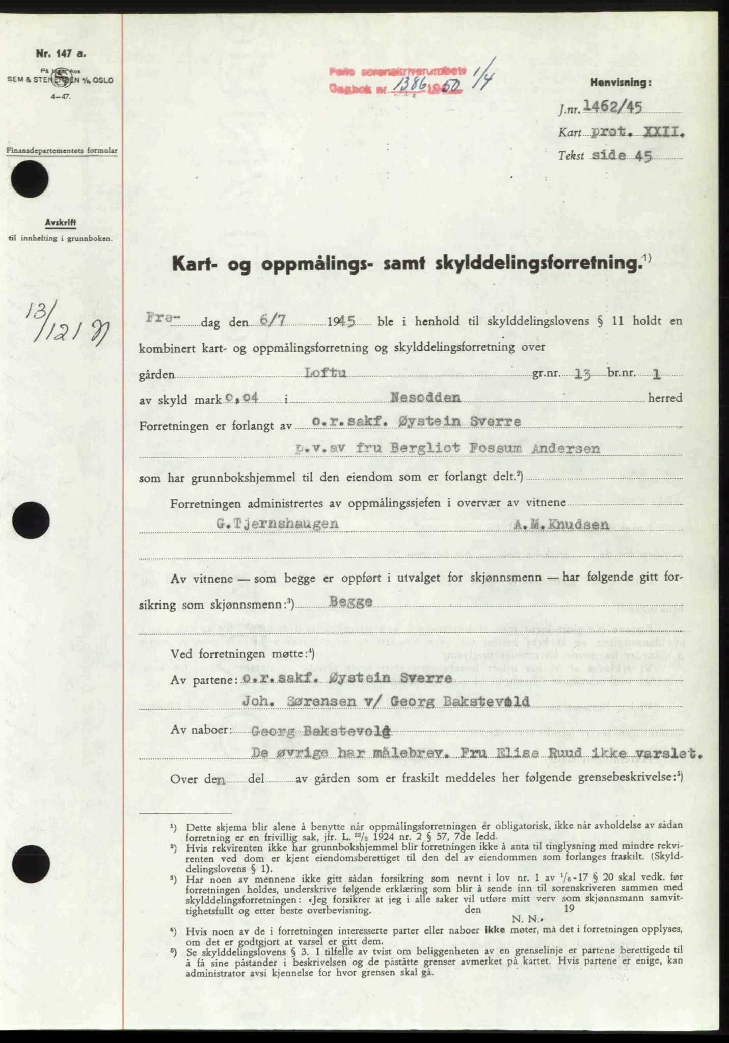 Follo sorenskriveri, SAO/A-10274/G/Ga/Gaa/L0092: Pantebok nr. I 92, 1950-1950, Dagboknr: 1386/1950