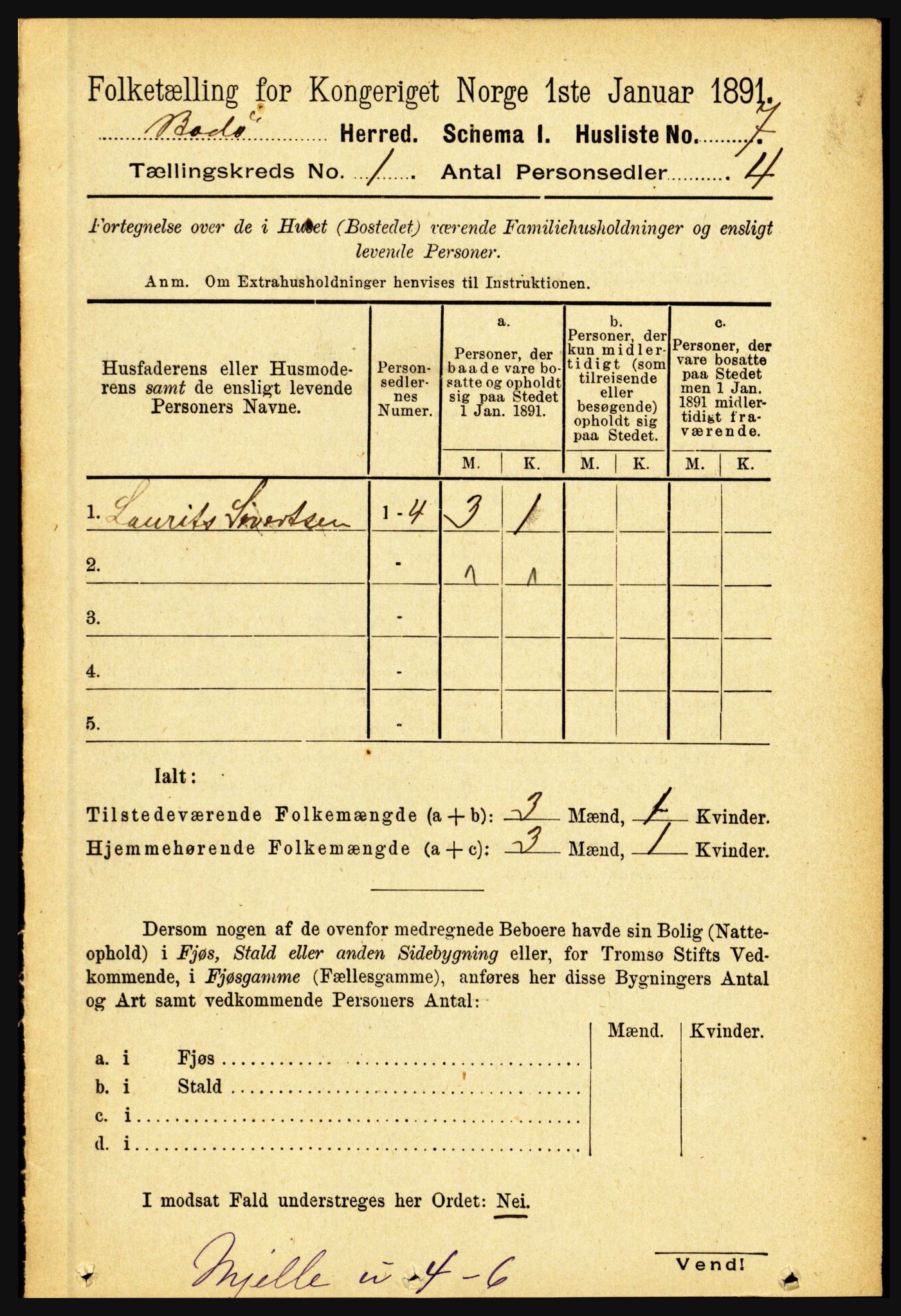 RA, Folketelling 1891 for 1843 Bodø herred, 1891, s. 33