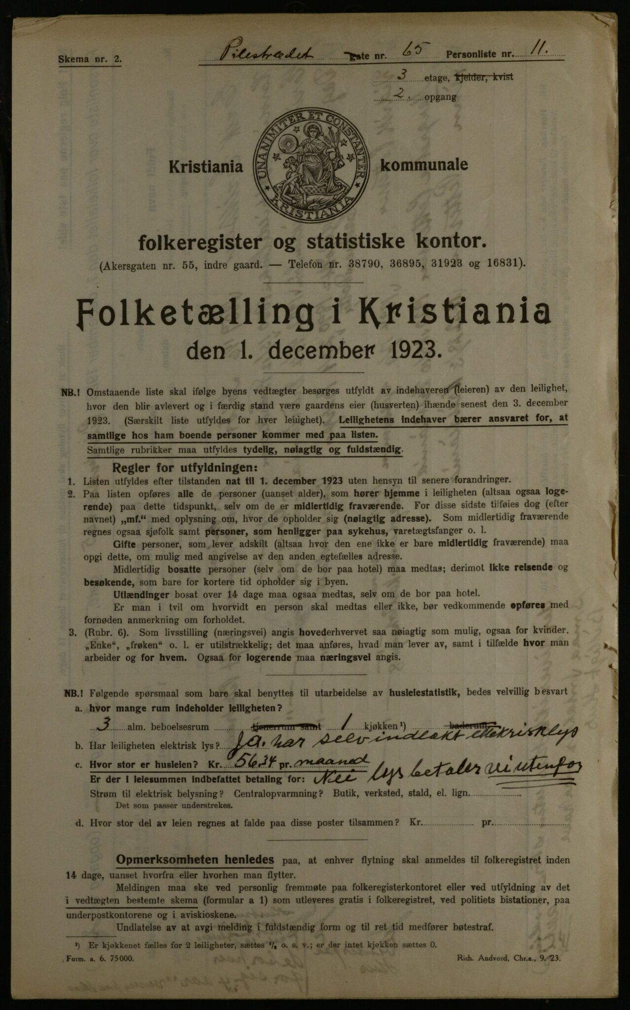 OBA, Kommunal folketelling 1.12.1923 for Kristiania, 1923, s. 87900