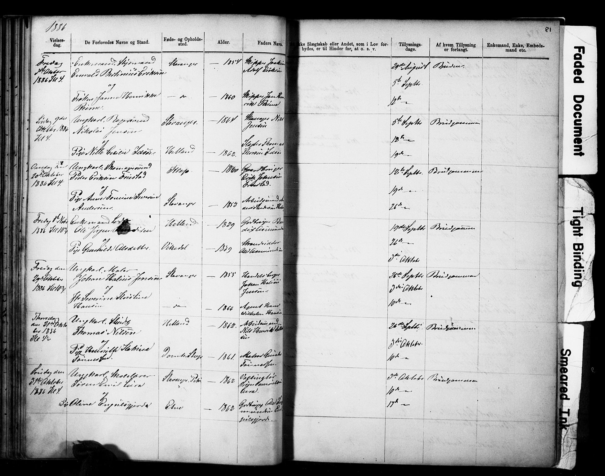 Domkirken sokneprestkontor, AV/SAST-A-101812/001/30/30BB/L0014: Klokkerbok nr. B 14, 1875-1902, s. 81