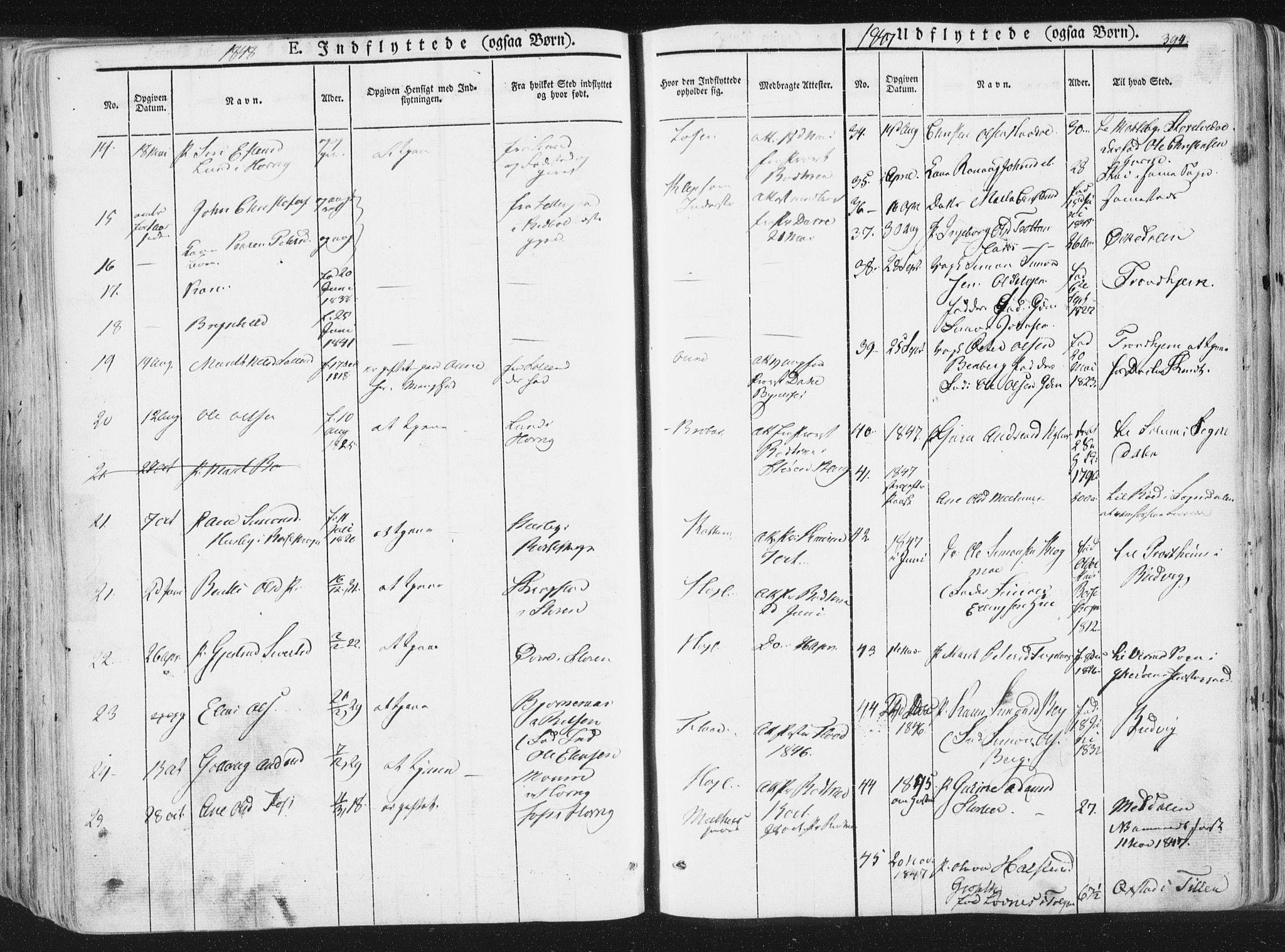 Ministerialprotokoller, klokkerbøker og fødselsregistre - Sør-Trøndelag, SAT/A-1456/691/L1074: Ministerialbok nr. 691A06, 1842-1852, s. 394