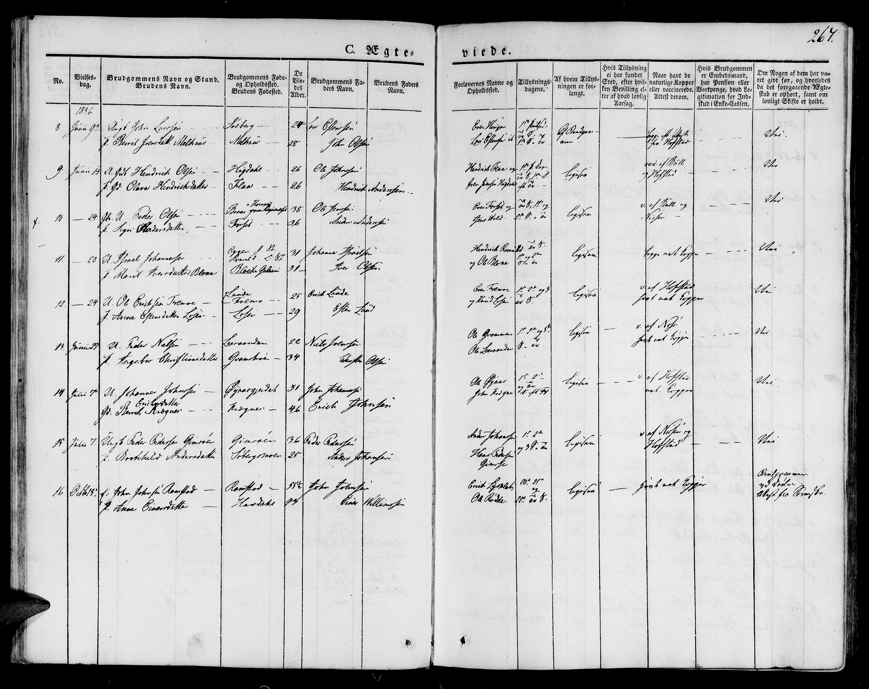 Ministerialprotokoller, klokkerbøker og fødselsregistre - Sør-Trøndelag, AV/SAT-A-1456/691/L1070: Ministerialbok nr. 691A05 /1, 1826-1841, s. 267