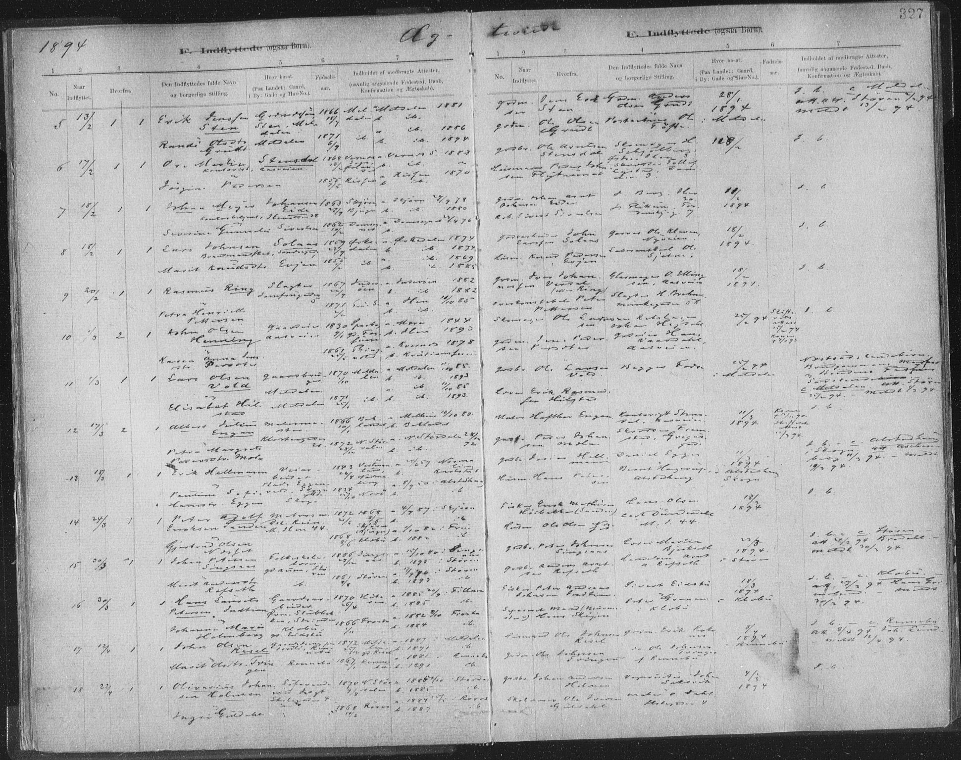 Ministerialprotokoller, klokkerbøker og fødselsregistre - Sør-Trøndelag, AV/SAT-A-1456/603/L0163: Ministerialbok nr. 603A02, 1879-1895, s. 327