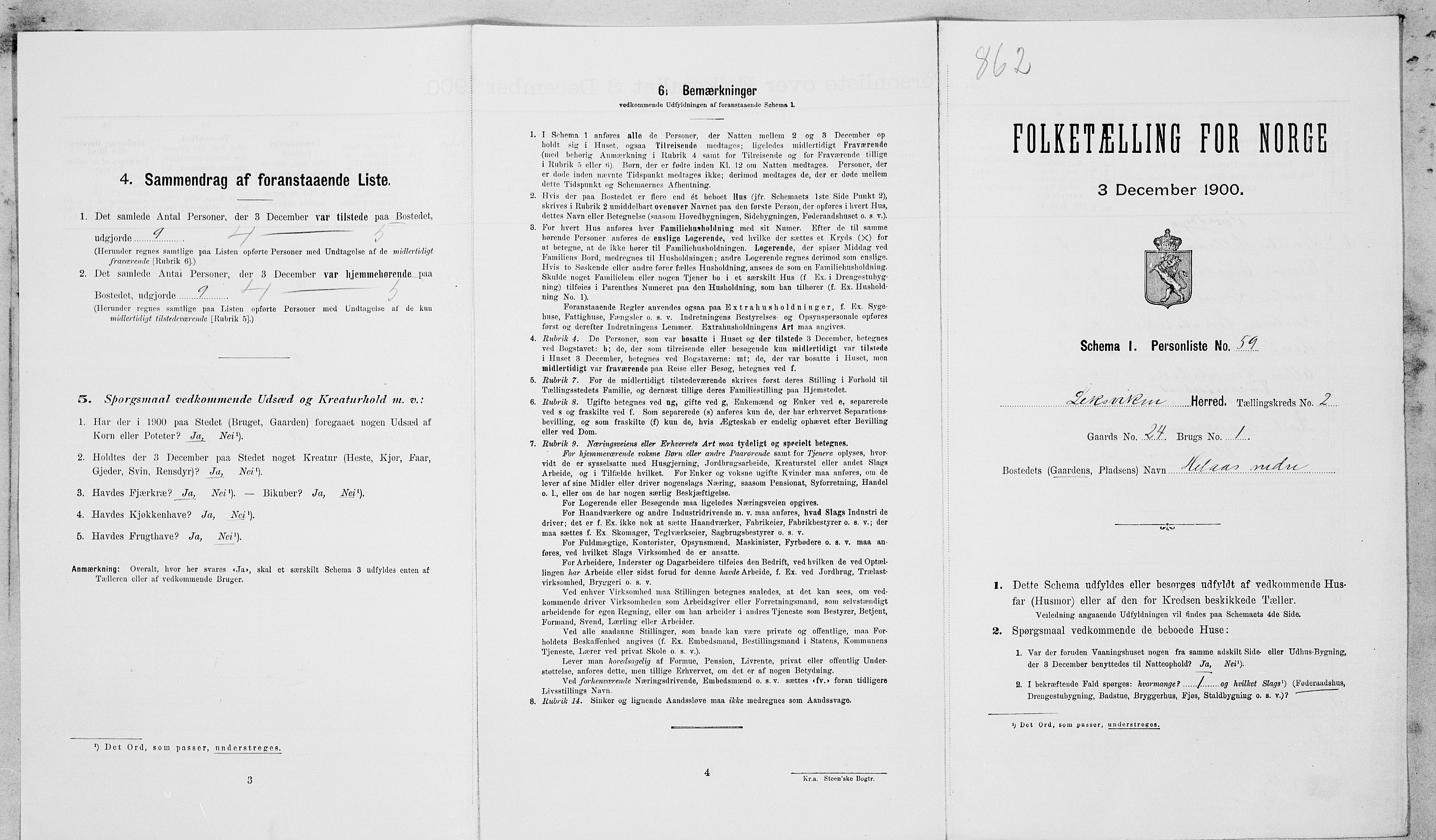 SAT, Folketelling 1900 for 1718 Leksvik herred, 1900, s. 274