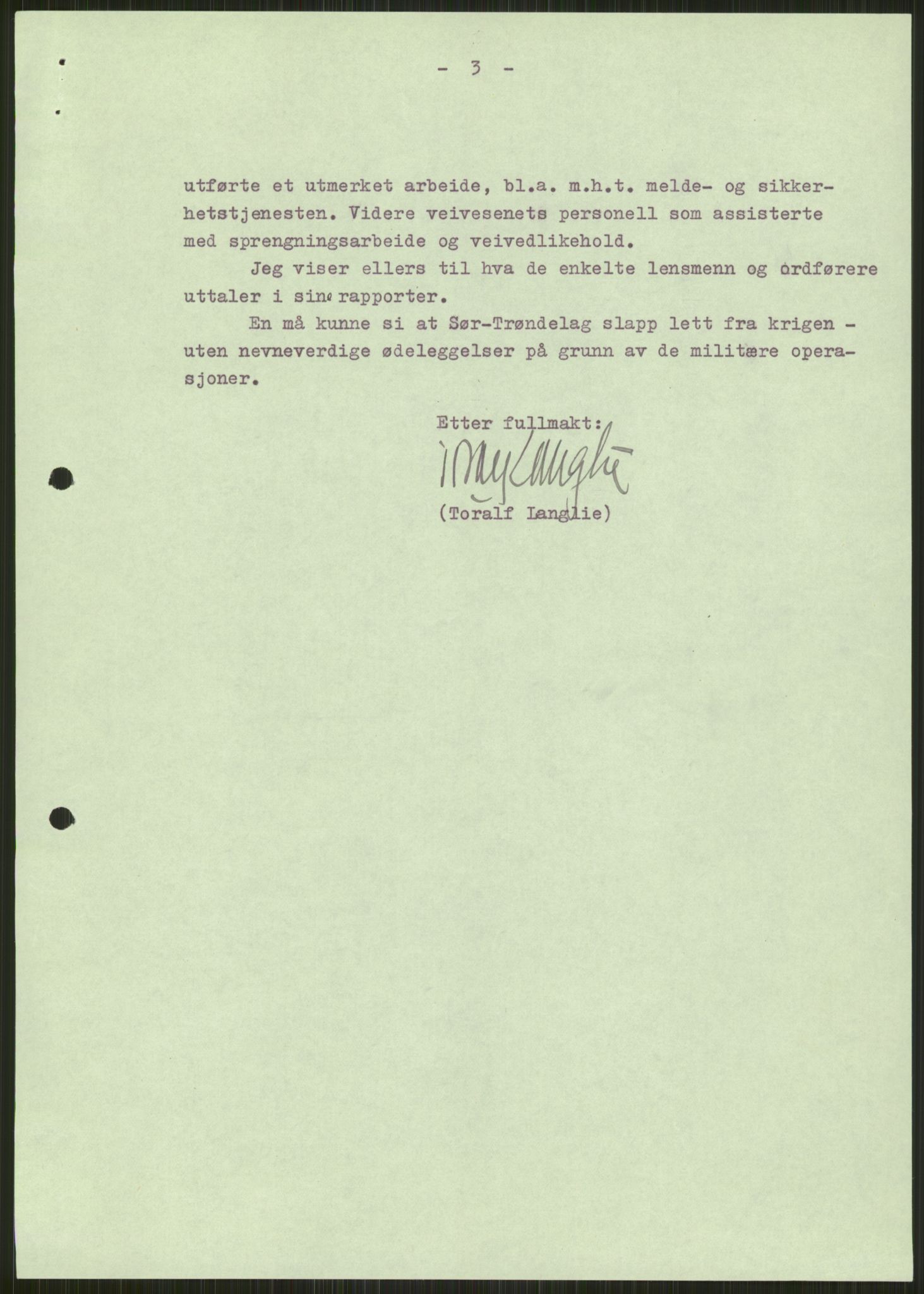 Forsvaret, Forsvarets krigshistoriske avdeling, AV/RA-RAFA-2017/Y/Ya/L0016: II-C-11-31 - Fylkesmenn.  Rapporter om krigsbegivenhetene 1940., 1940, s. 5