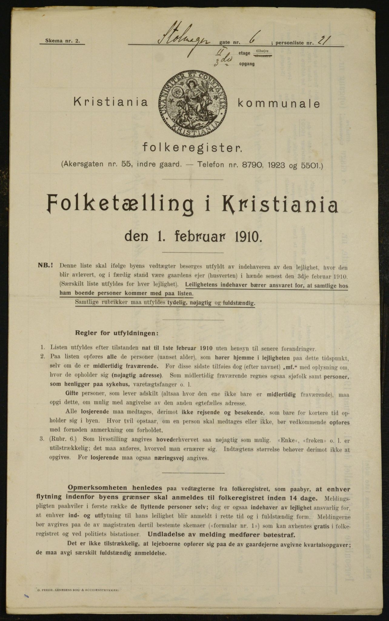 OBA, Kommunal folketelling 1.2.1910 for Kristiania, 1910, s. 97509