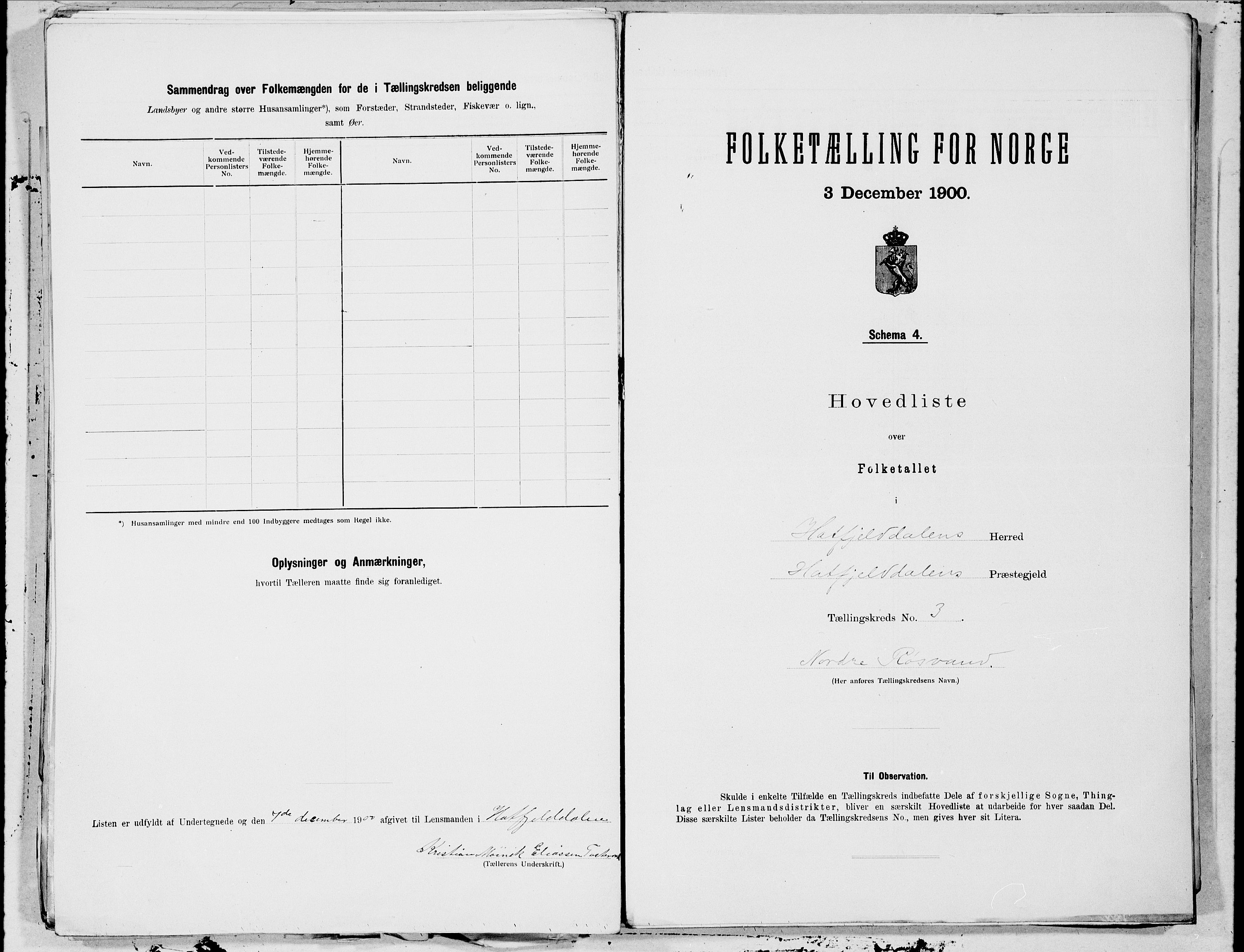 SAT, Folketelling 1900 for 1826 Hattfjelldal herred, 1900, s. 6