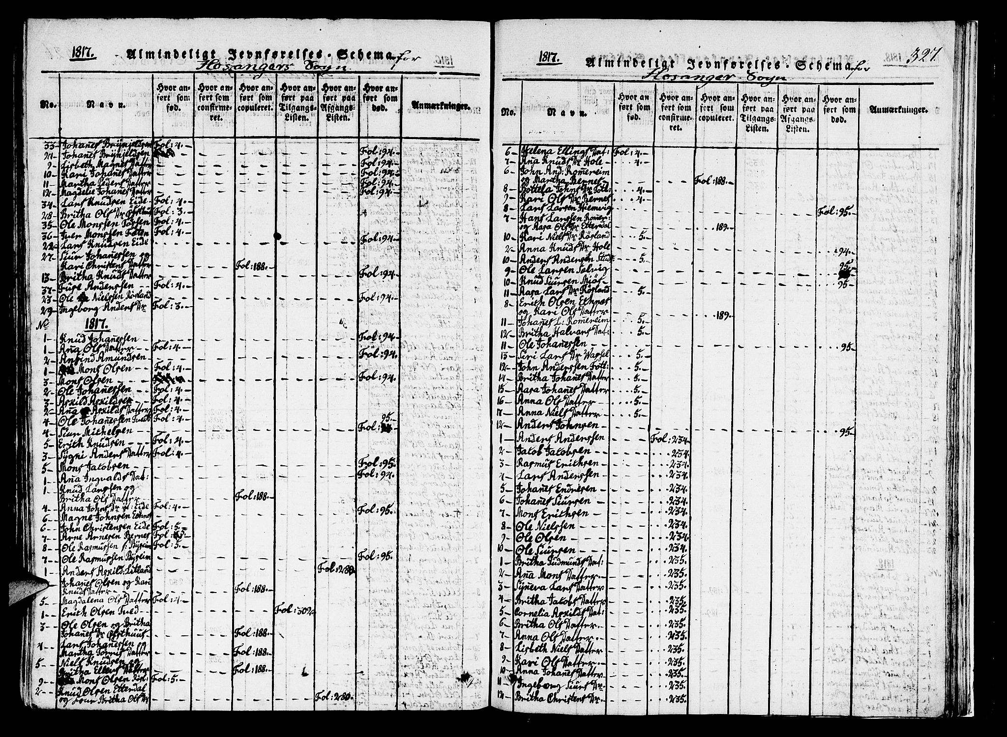 Hosanger sokneprestembete, SAB/A-75801/H/Haa: Ministerialbok nr. A 5, 1815-1824, s. 327