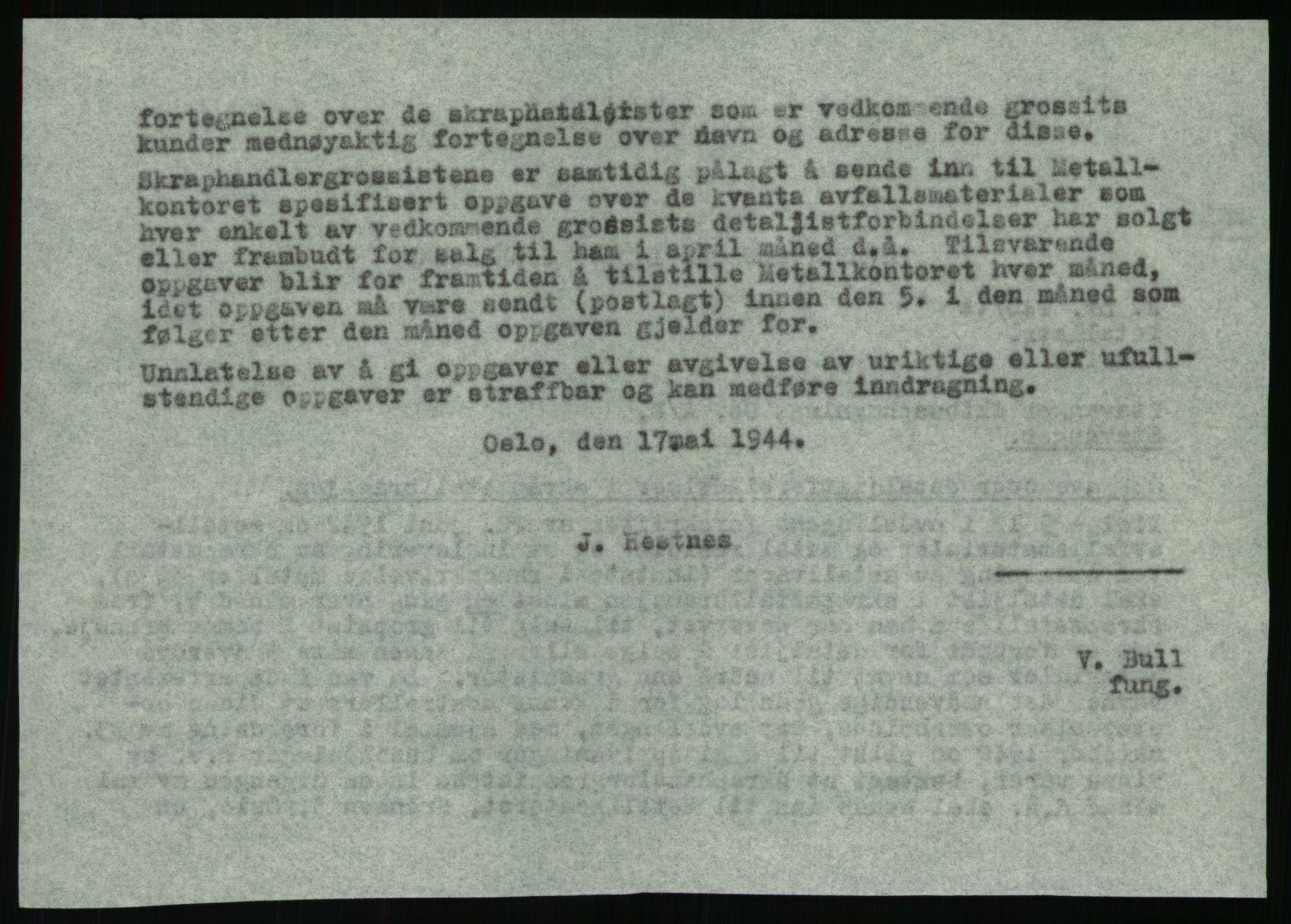 Direktoratet for industriforsyning, Sekretariatet, AV/RA-S-4153/D/Df/L0054: 9. Metallkontoret, 1940-1945, s. 1818