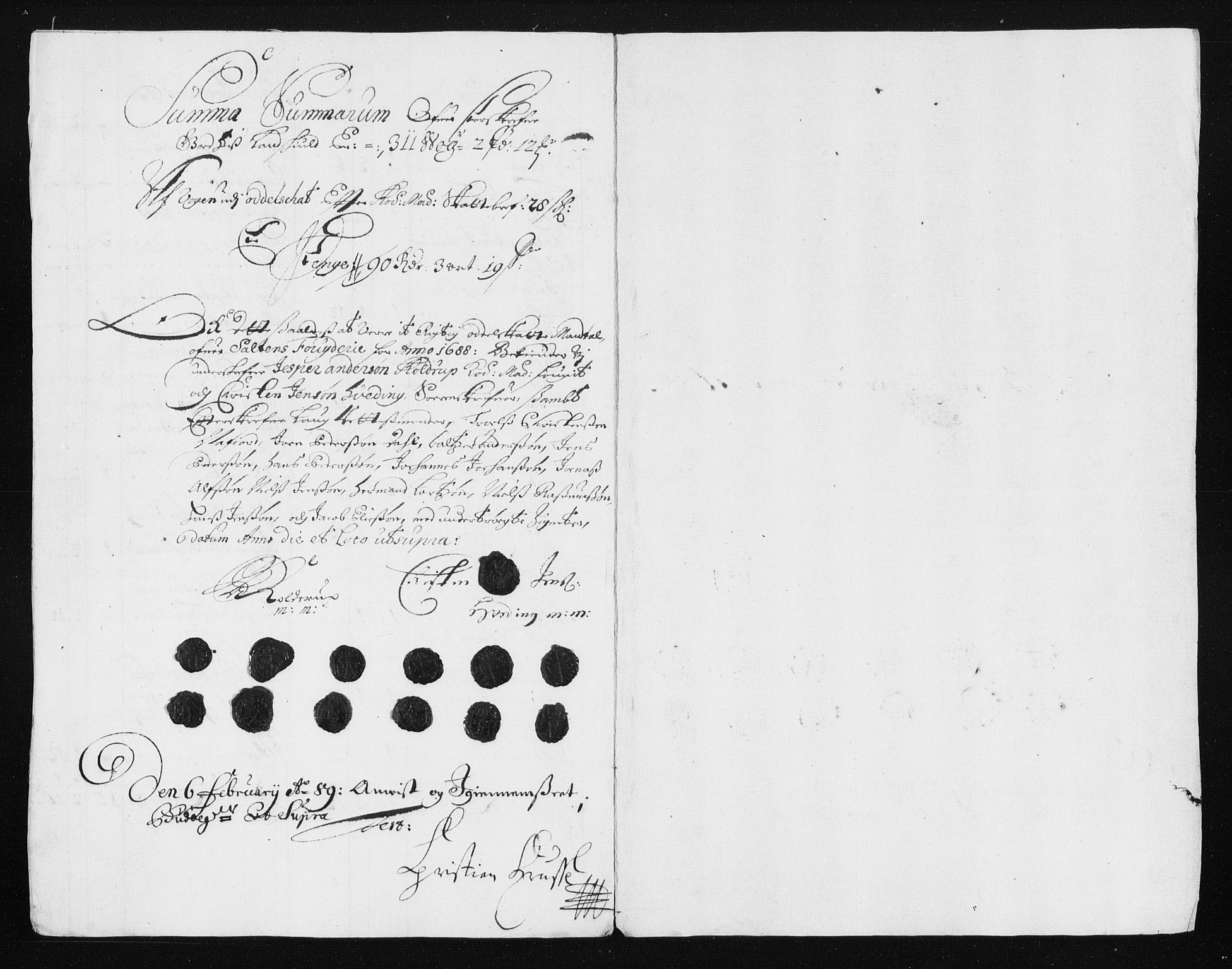 Rentekammeret inntil 1814, Reviderte regnskaper, Stiftamtstueregnskaper, Trondheim stiftamt og Nordland amt, AV/RA-EA-6044/R/Rh/L0011: Nordland amt, 1688