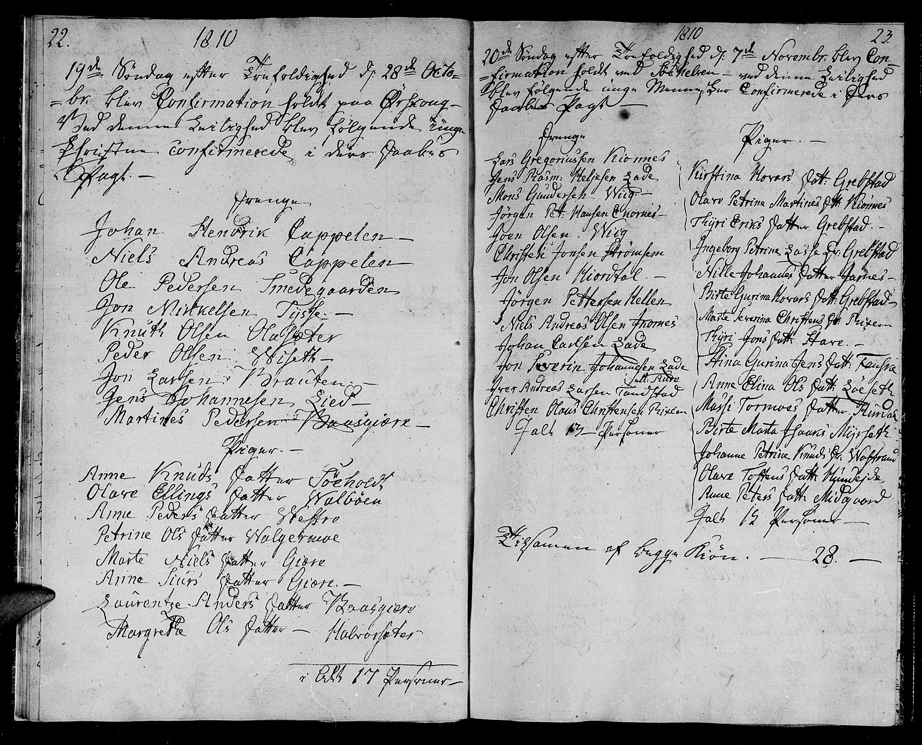 Ministerialprotokoller, klokkerbøker og fødselsregistre - Møre og Romsdal, AV/SAT-A-1454/522/L0309: Ministerialbok nr. 522A04, 1810-1816, s. 22-23