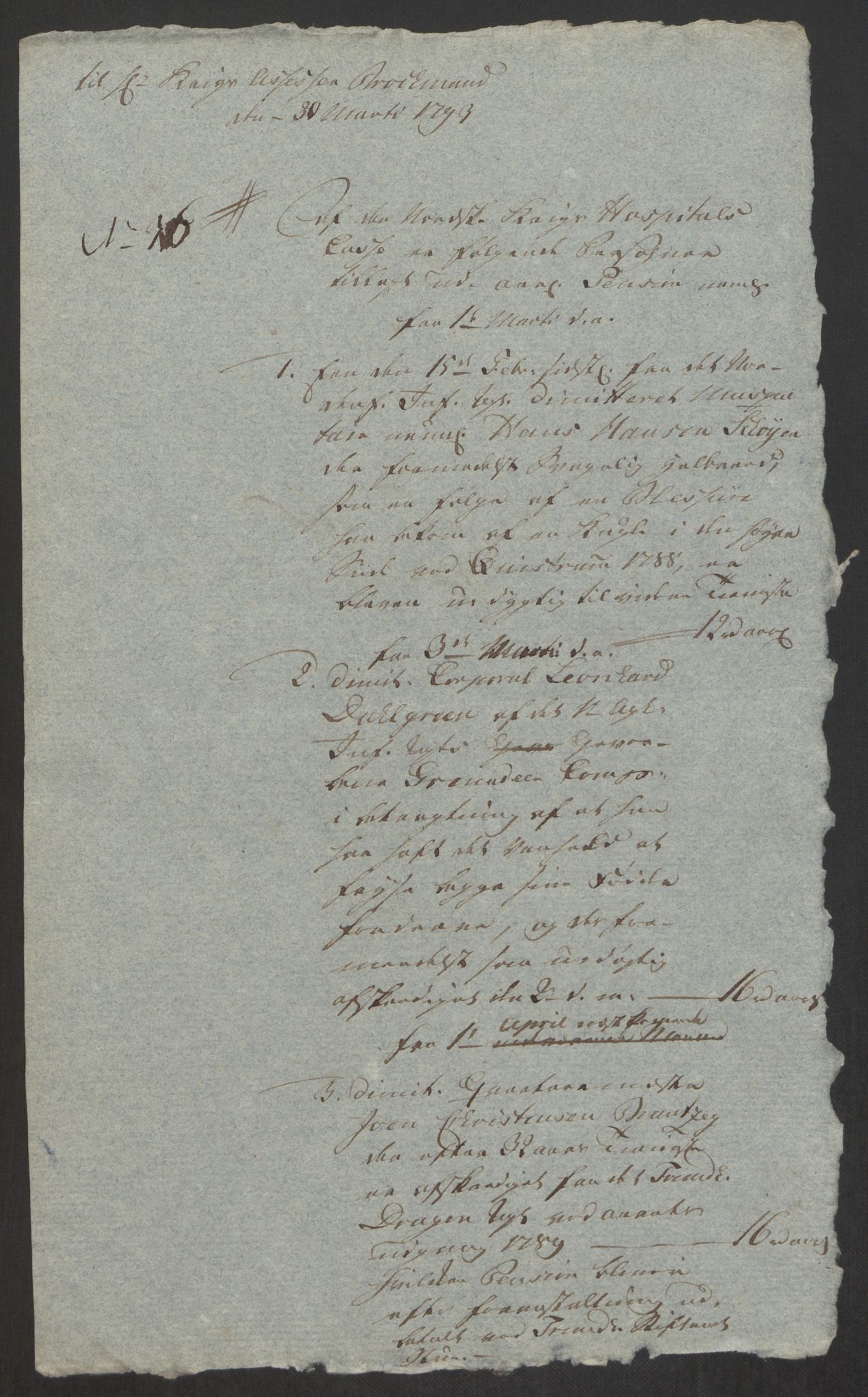 Forsvaret, Den norske kvesthuskasse/krigshospitalkasse, AV/RA-RAFA-1887/F/Fa/L0008: Konsepter, 1790-1793, s. 1069