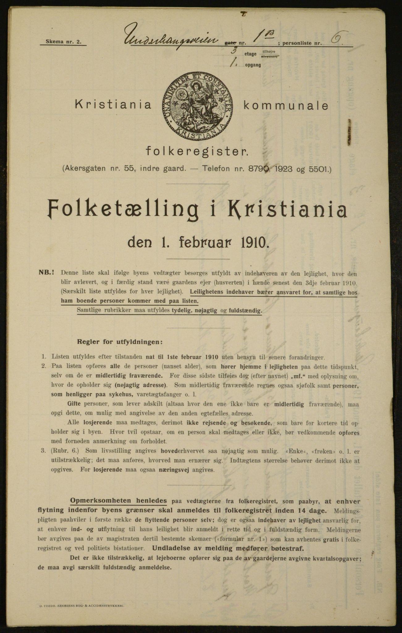 OBA, Kommunal folketelling 1.2.1910 for Kristiania, 1910, s. 113505