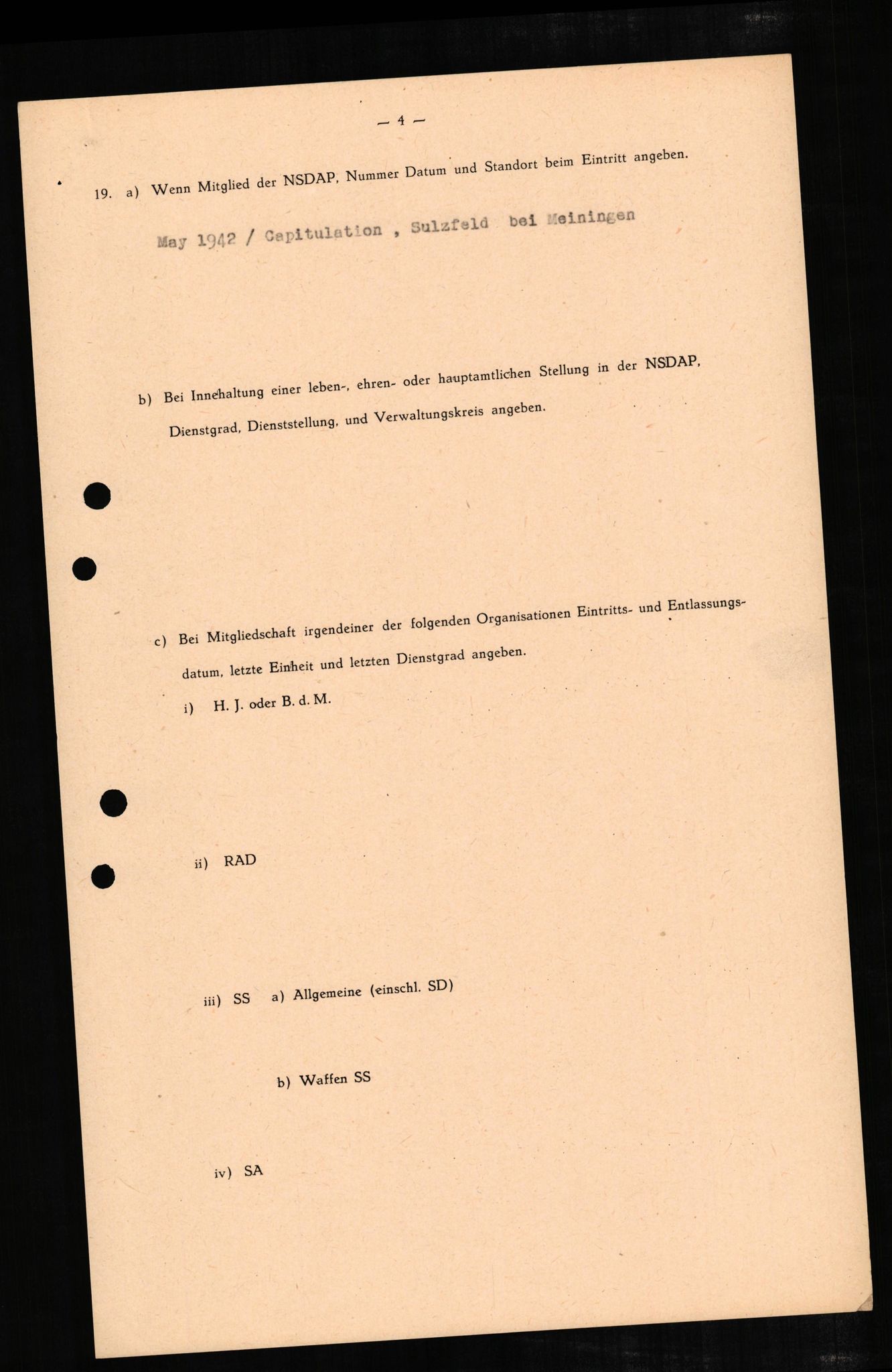 Forsvaret, Forsvarets overkommando II, AV/RA-RAFA-3915/D/Db/L0006: CI Questionaires. Tyske okkupasjonsstyrker i Norge. Tyskere., 1945-1946, s. 77