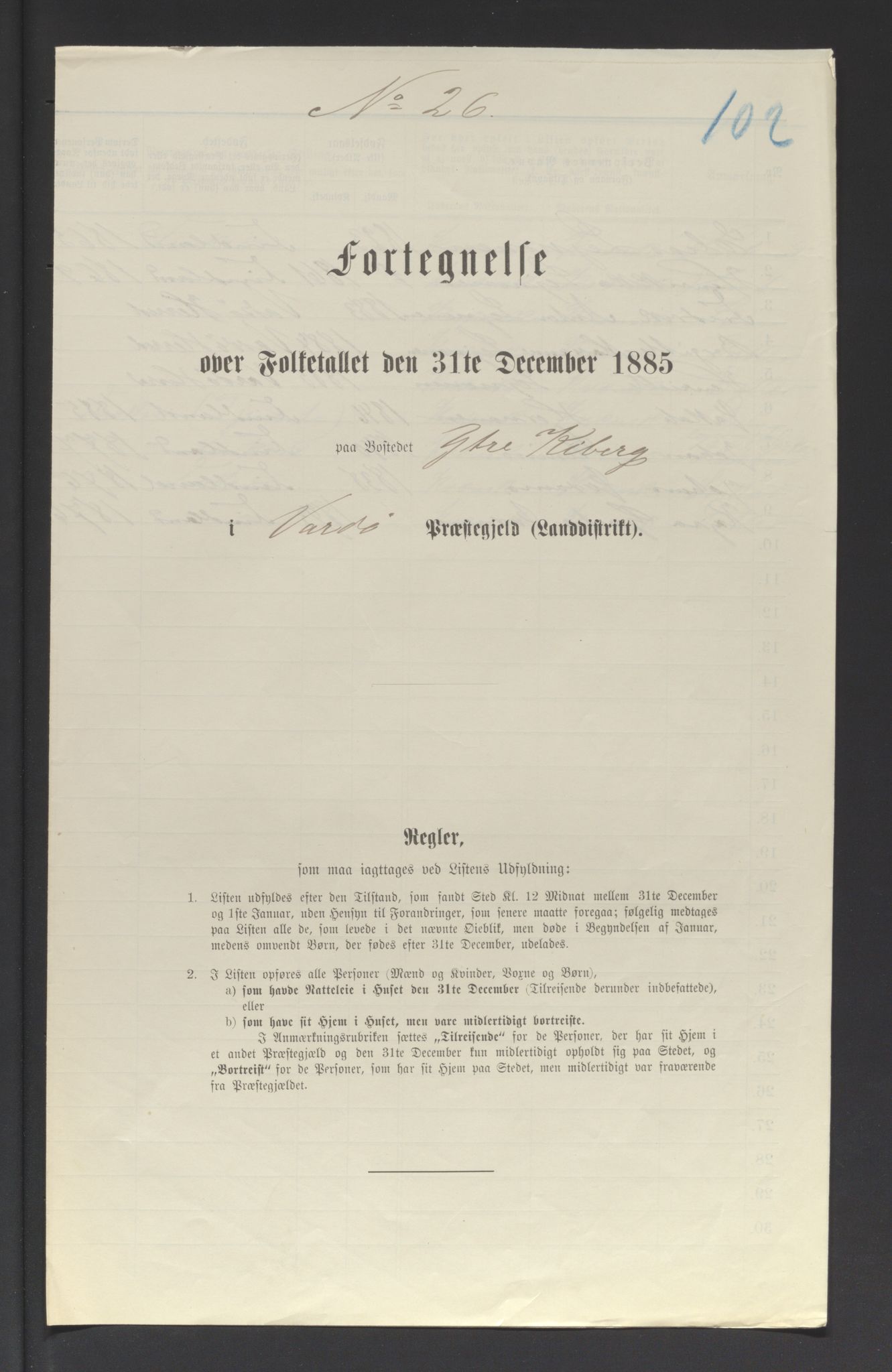 SATØ, Folketelling 1885 for 2028 Vardø herred, 1885, s. 102a