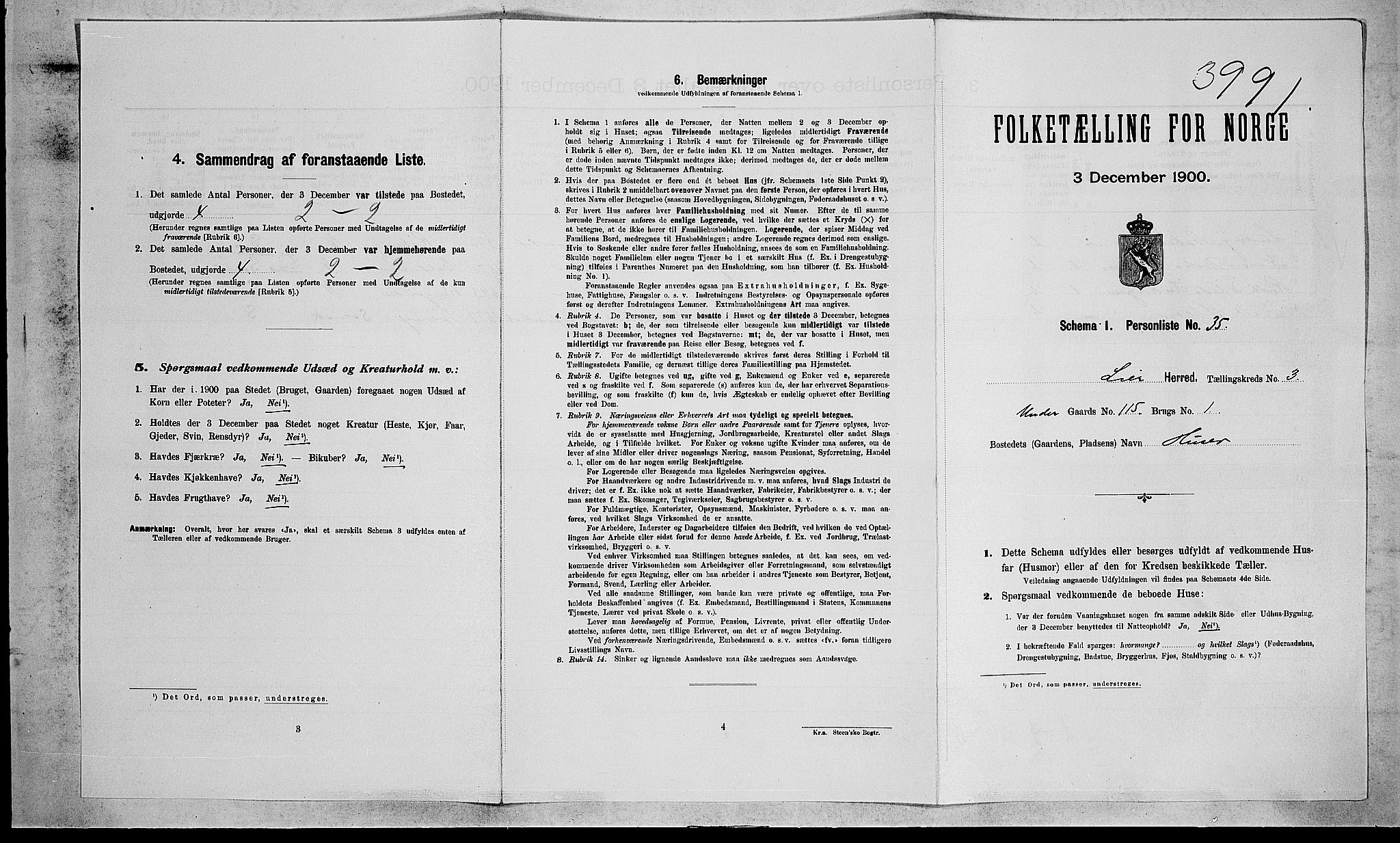 RA, Folketelling 1900 for 0626 Lier herred, 1900, s. 612