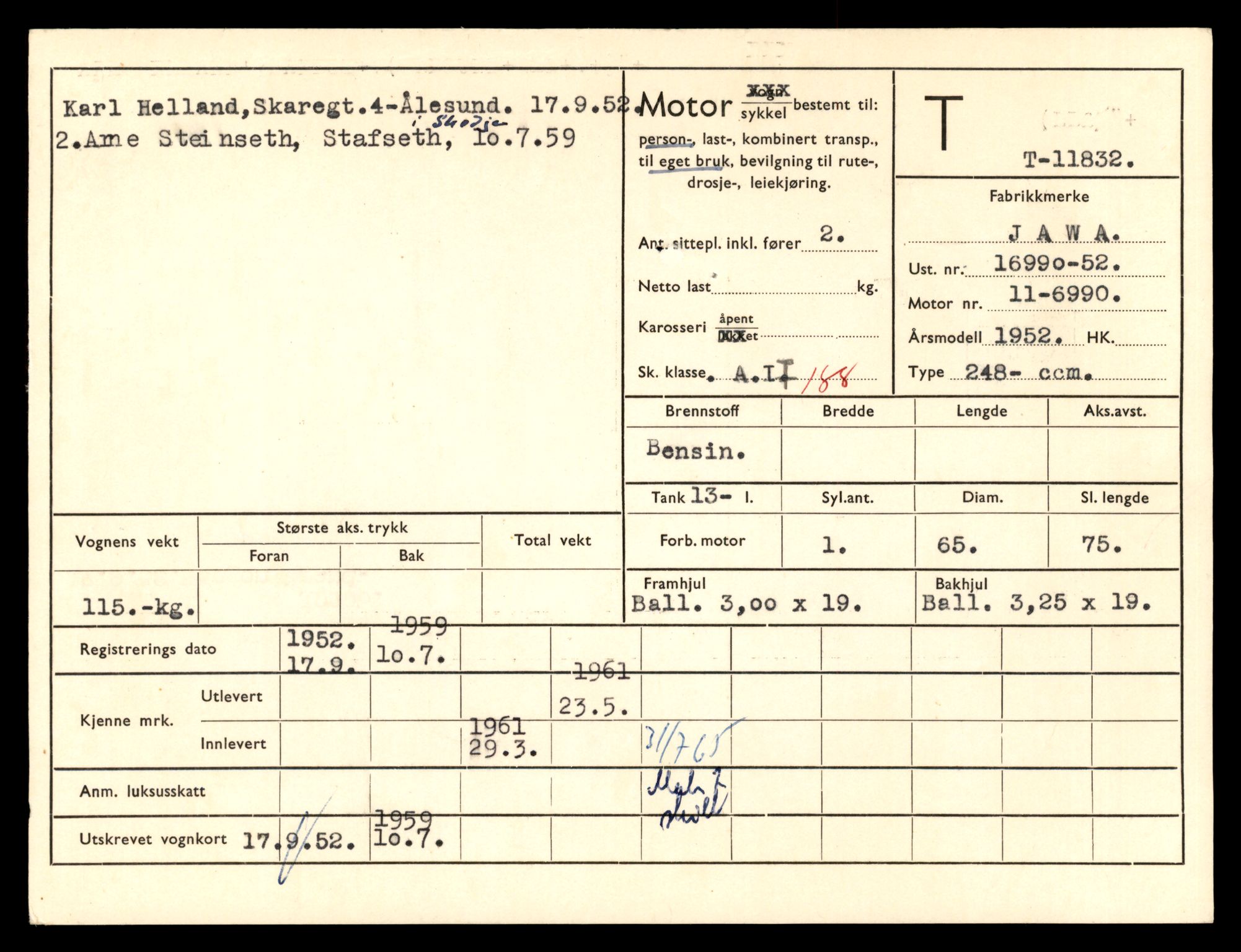 Møre og Romsdal vegkontor - Ålesund trafikkstasjon, AV/SAT-A-4099/F/Fe/L0031: Registreringskort for kjøretøy T 11800 - T 11996, 1927-1998, s. 635