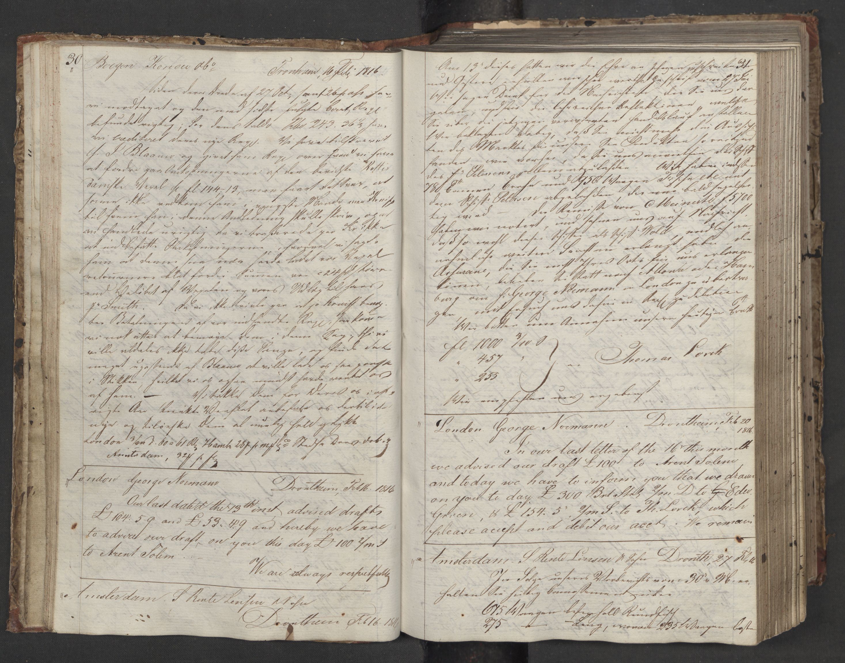 Hoë, Herman & Co, AV/SAT-PA-0280/11/L0013: Kopibok, utenriks, 1815-1821, s. 30-31