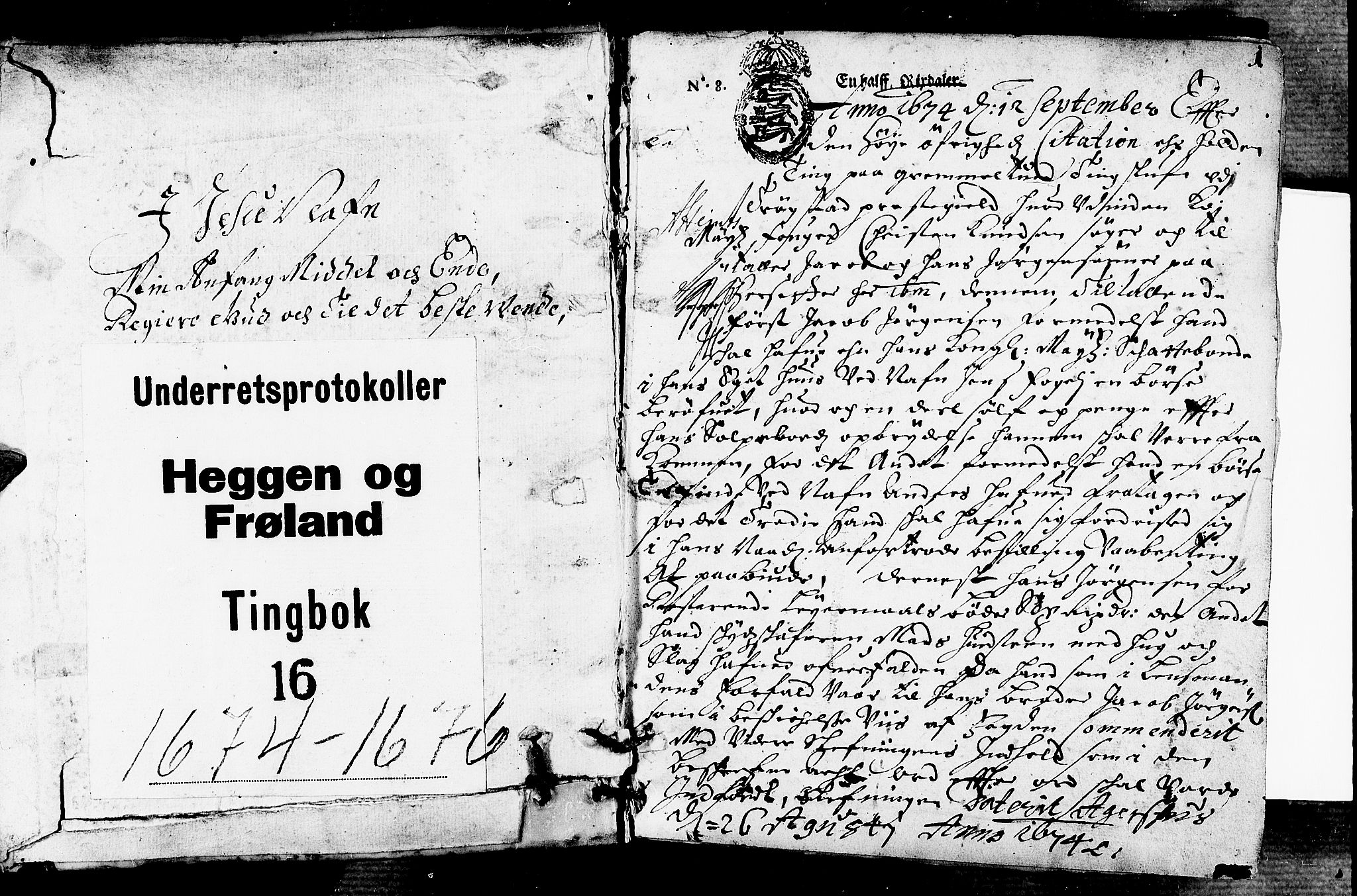 Heggen og Frøland sorenskriveri I, SAO/A-11556/F/Fb/L0015: Tingbok, 1674-1676, s. 0b-1a