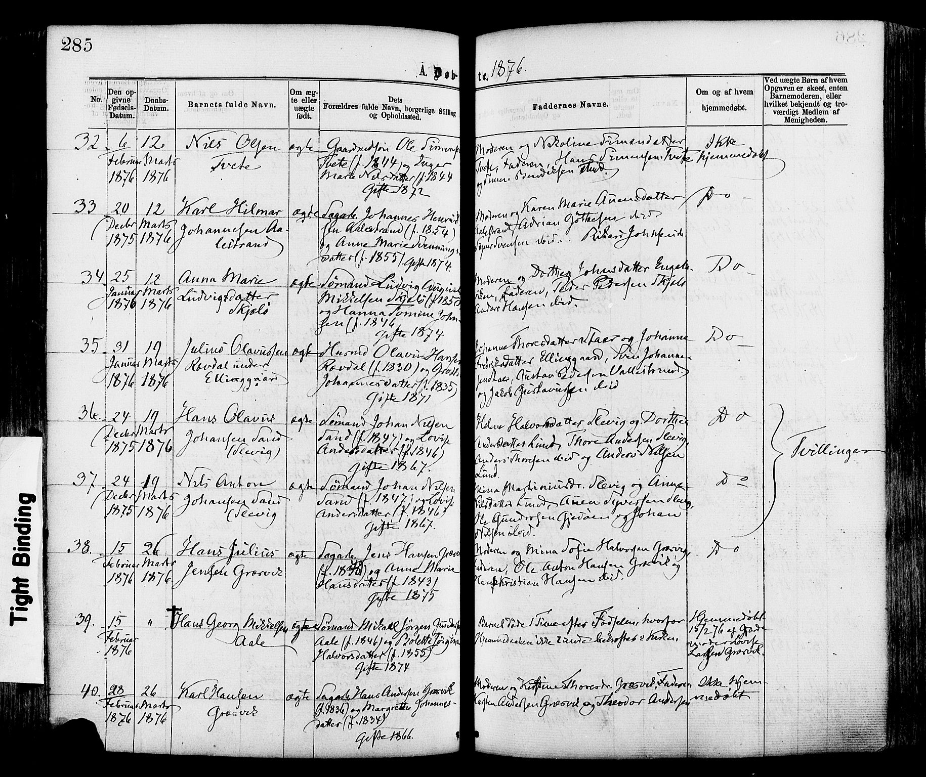 Onsøy prestekontor Kirkebøker, AV/SAO-A-10914/F/Fa/L0004: Ministerialbok nr. I 4, 1861-1877, s. 285