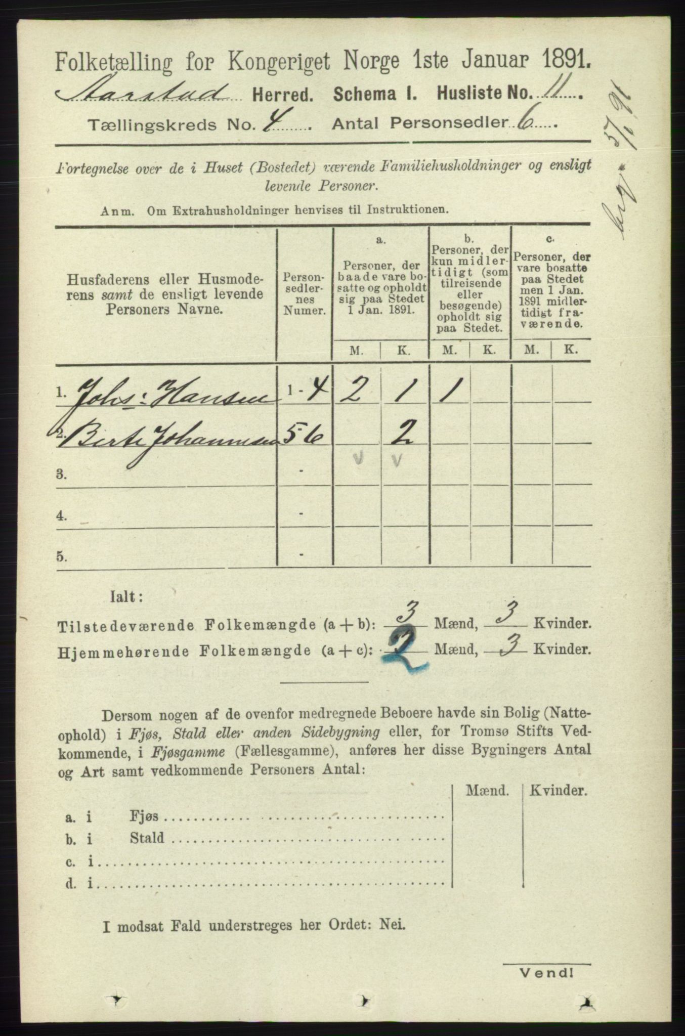 SAB, Folketelling 1891 for 1280 Årstad herred, 1891, s. 2885