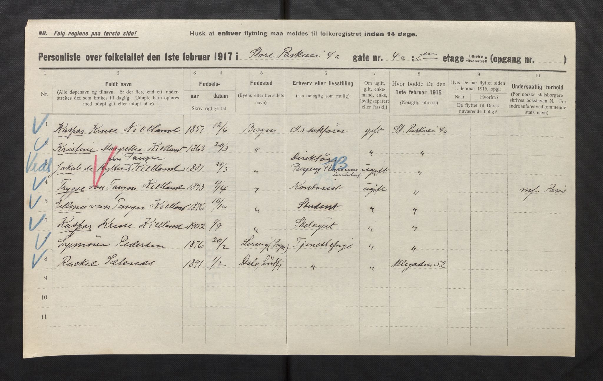 SAB, Kommunal folketelling 1917 for Bergen kjøpstad, 1917, s. 29565