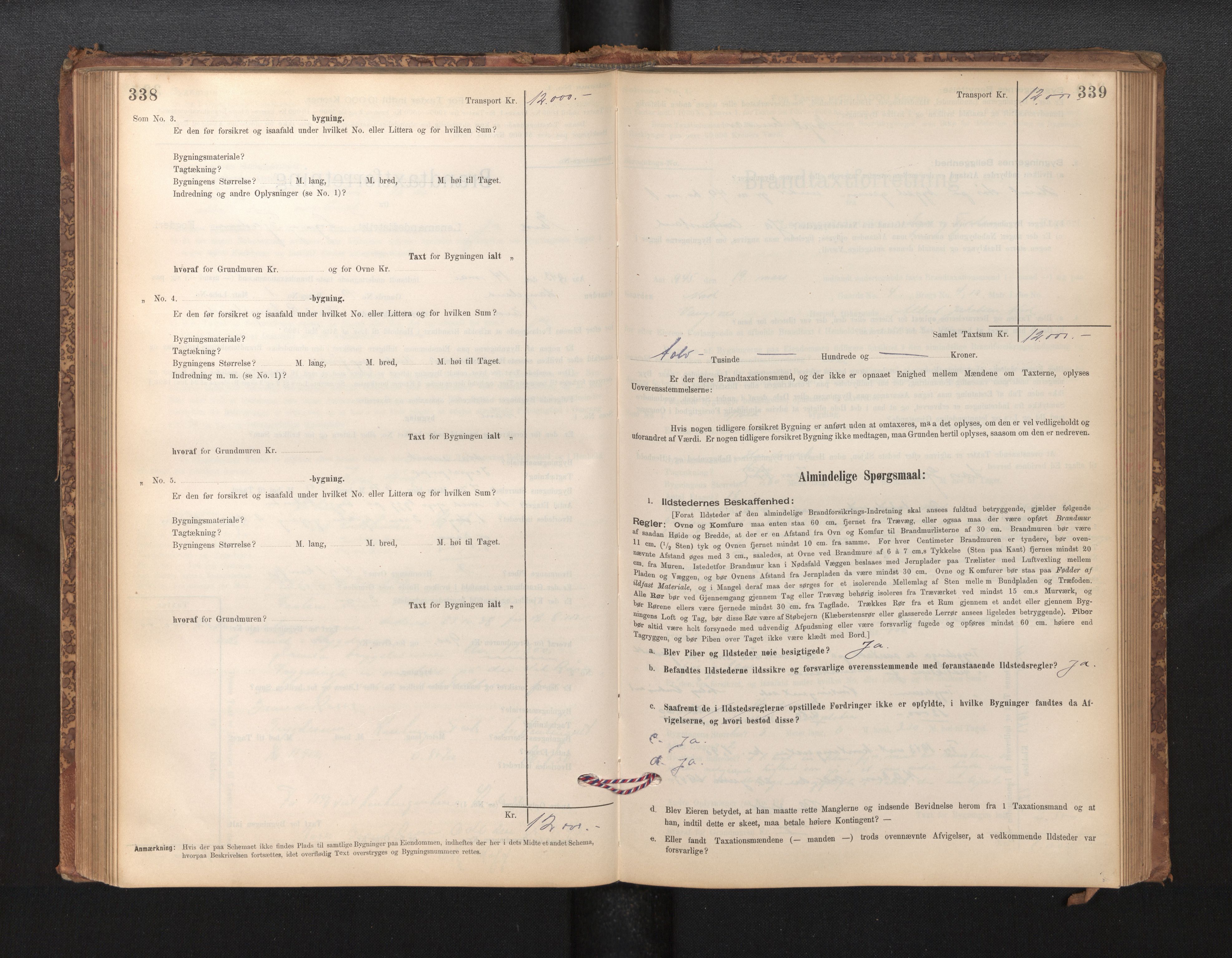 Lensmannen i Eid, SAB/A-27001/0012/L0007: Branntakstprotokoll, skjematakst, 1896-1929, s. 338-339