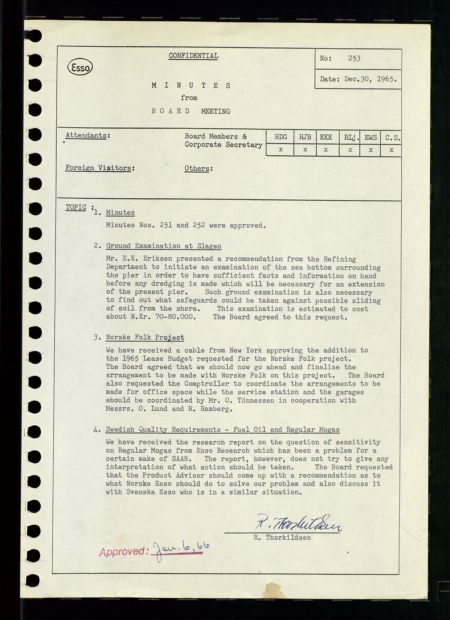 Pa 0982 - Esso Norge A/S, SAST/A-100448/A/Aa/L0002/0001: Den administrerende direksjon Board minutes (styrereferater) / Den administrerende direksjon Board minutes (styrereferater), 1965, s. 2