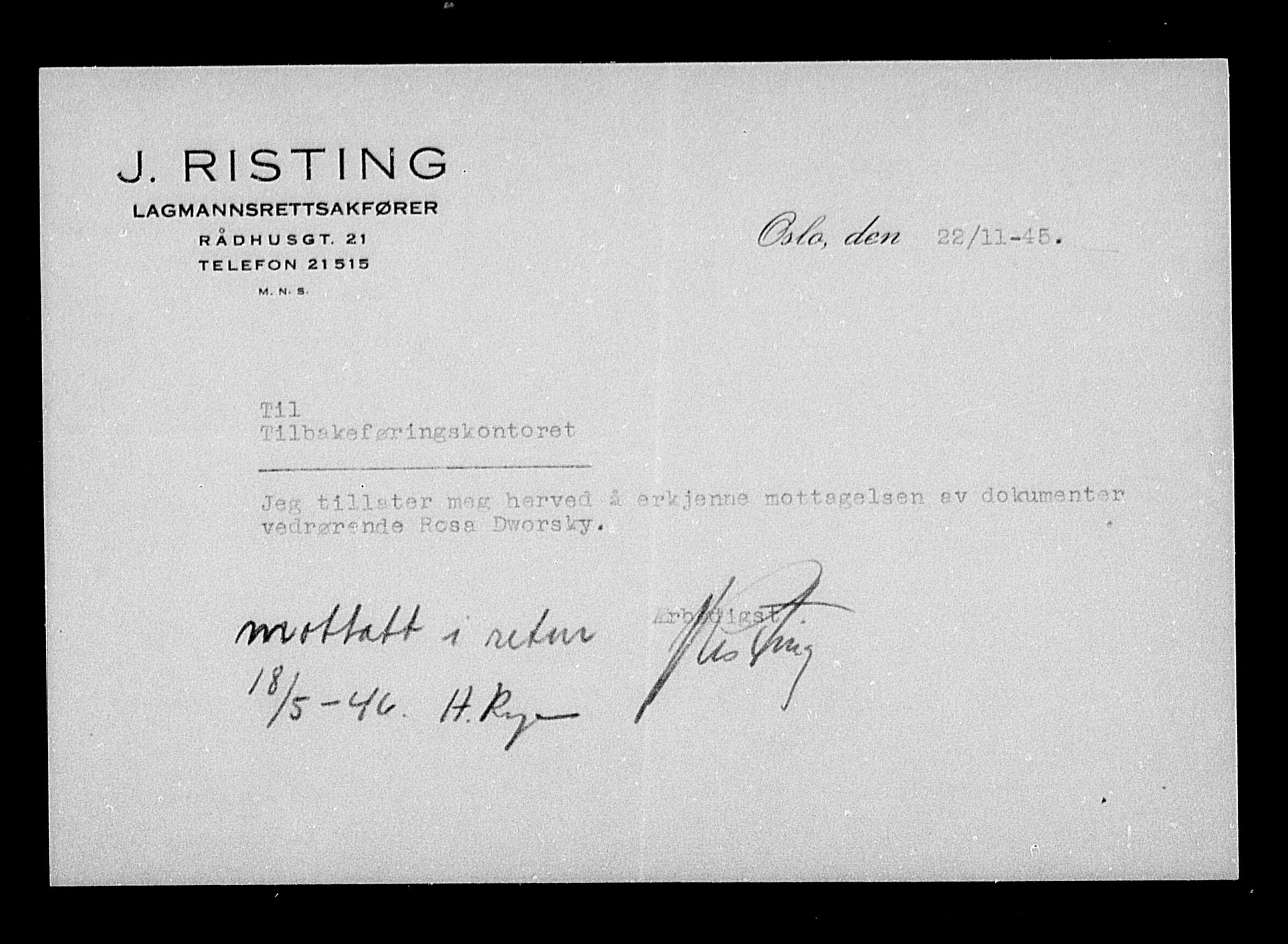Justisdepartementet, Tilbakeføringskontoret for inndratte formuer, AV/RA-S-1564/H/Hc/Hcc/L0932: --, 1945-1947, s. 10