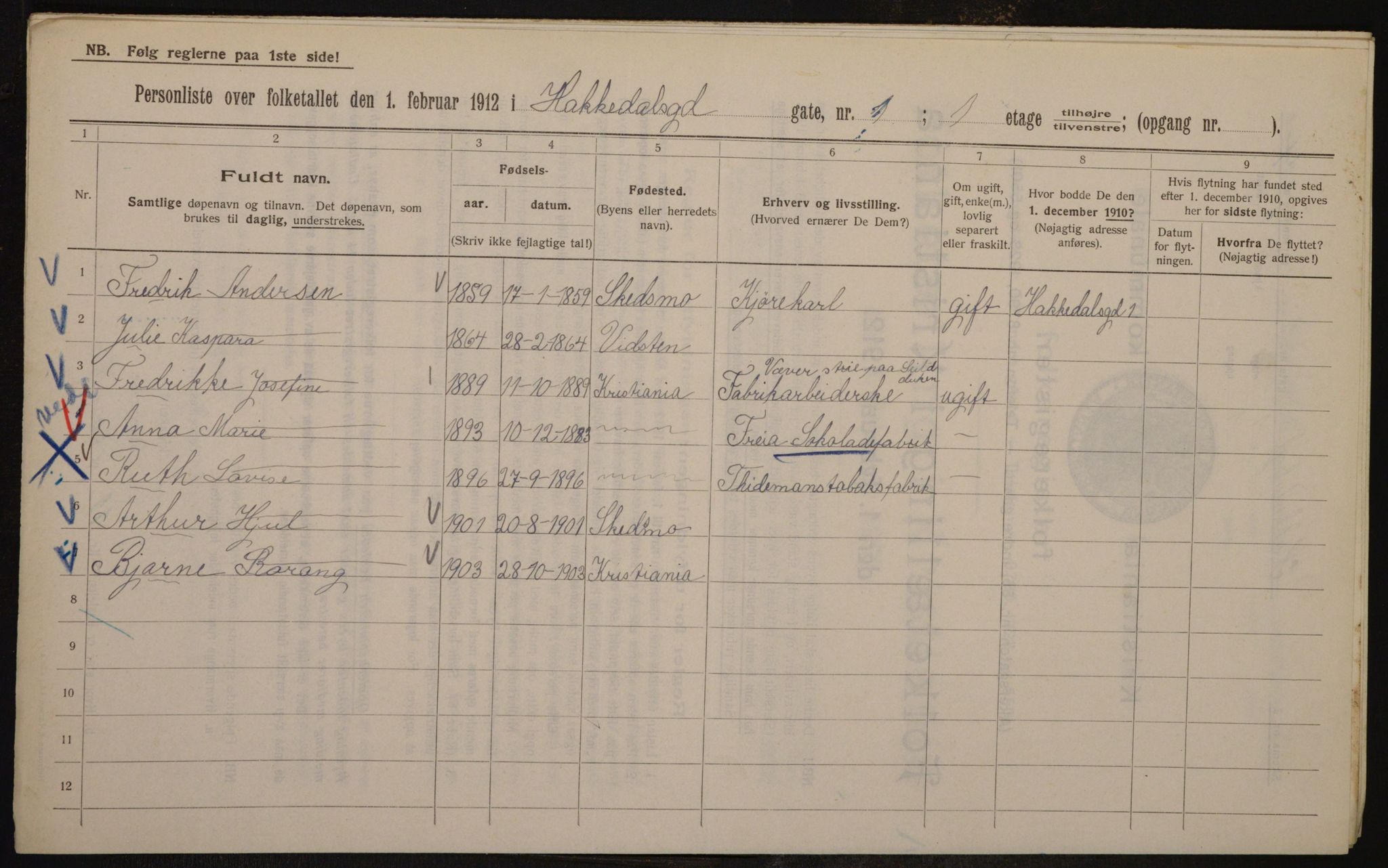 OBA, Kommunal folketelling 1.2.1912 for Kristiania, 1912, s. 34022