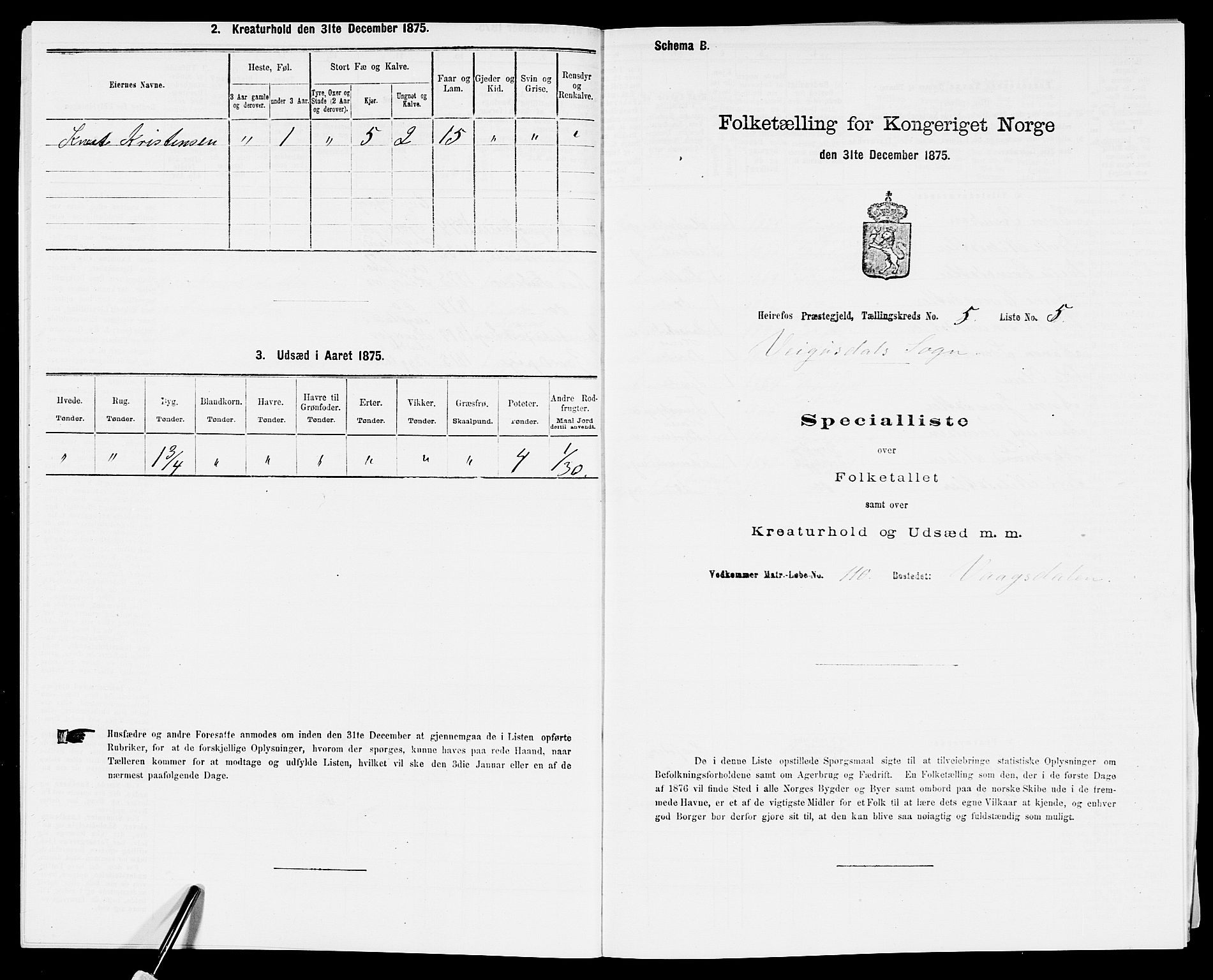 SAK, Folketelling 1875 for 0933P Herefoss prestegjeld, 1875, s. 396