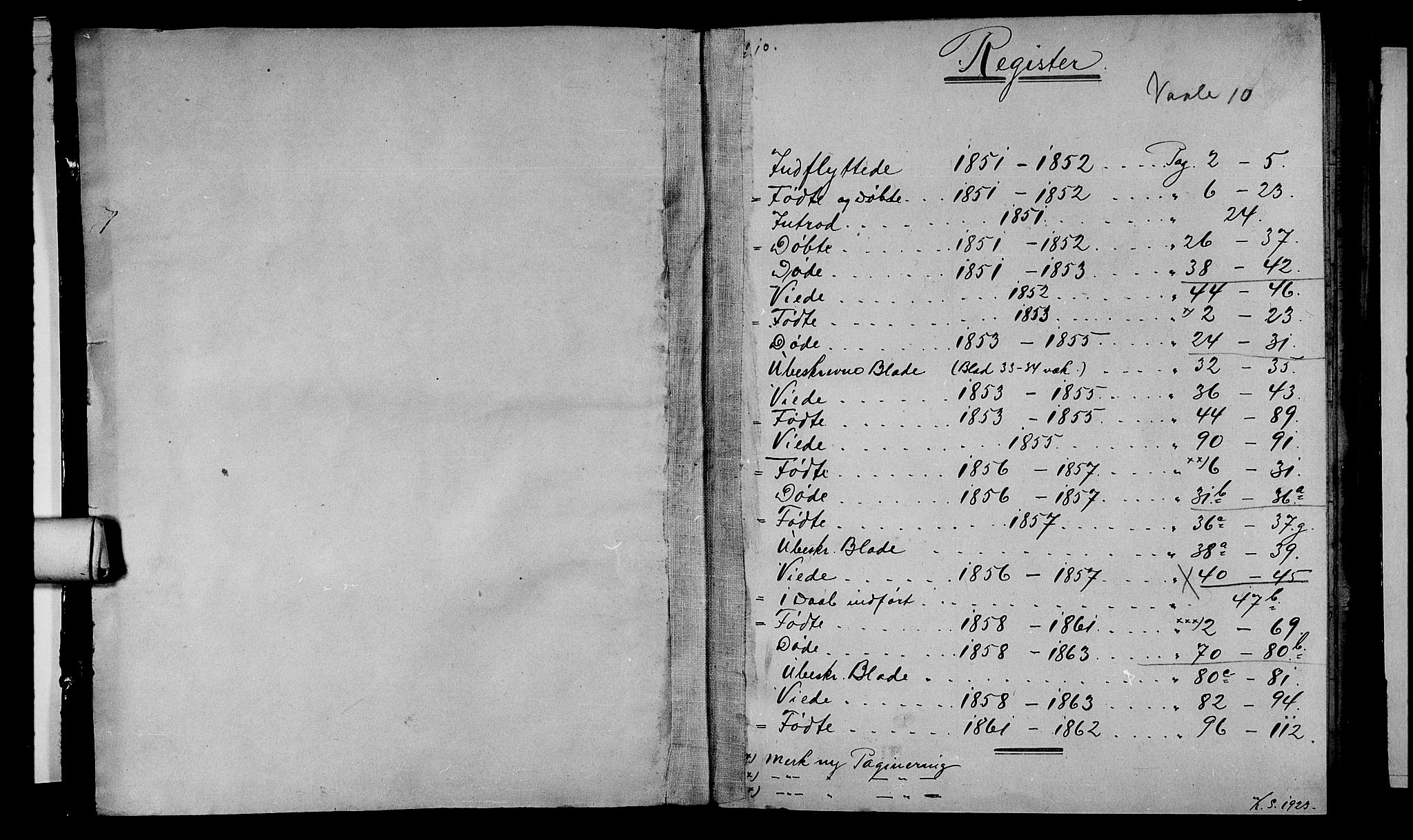 Våle kirkebøker, SAKO/A-334/G/Ga/L0002: Klokkerbok nr. I 2, 1851-1863