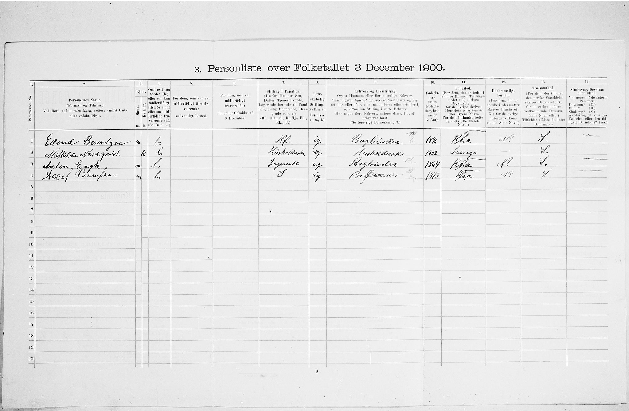 SAO, Folketelling 1900 for 0301 Kristiania kjøpstad, 1900, s. 48722