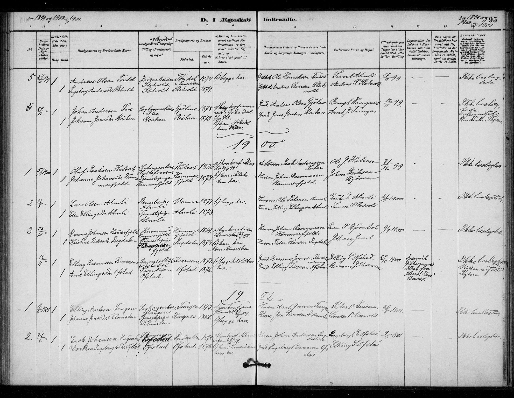 Ministerialprotokoller, klokkerbøker og fødselsregistre - Sør-Trøndelag, SAT/A-1456/670/L0836: Ministerialbok nr. 670A01, 1879-1904, s. 95